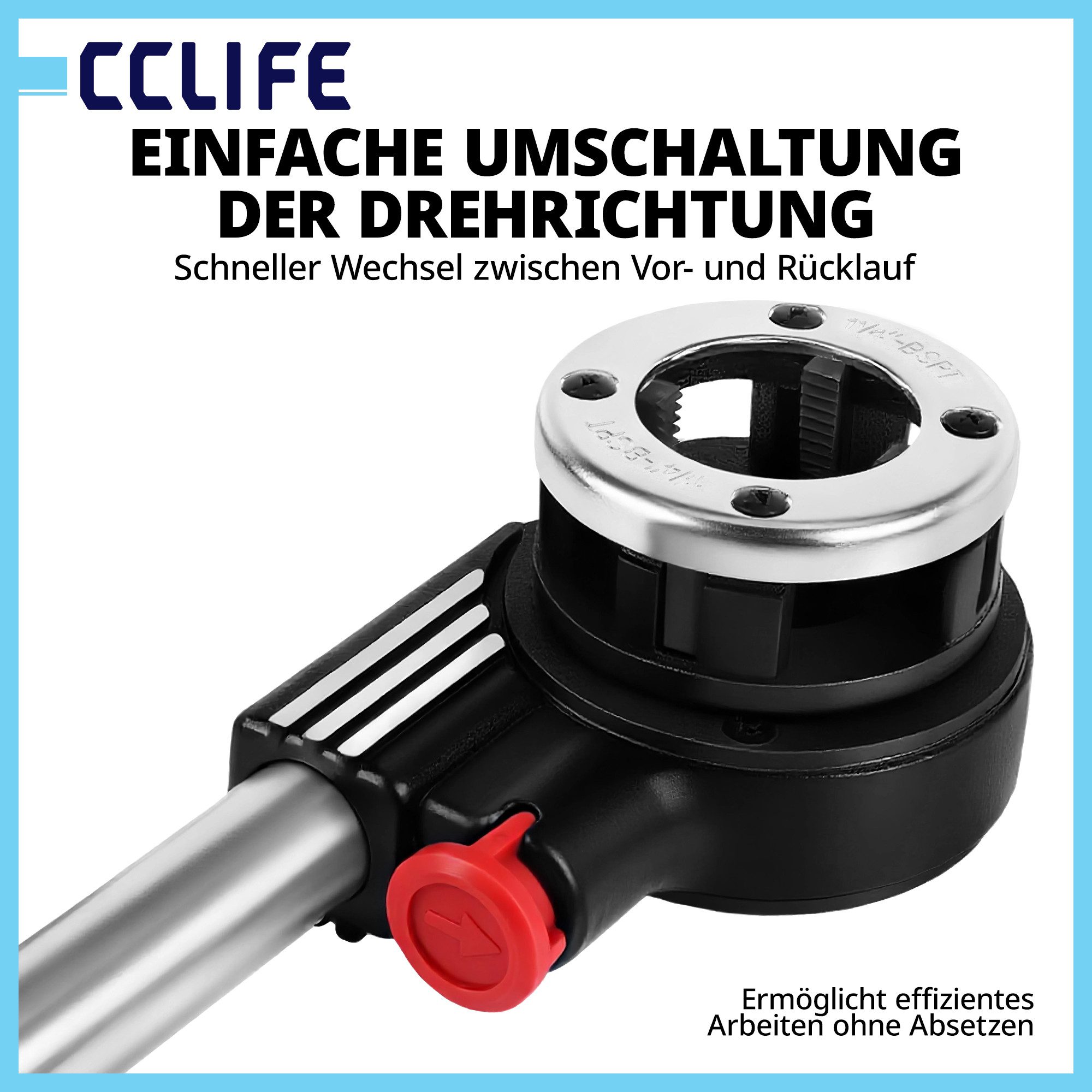 CCLIFE Gewindeformer CCLIFE Rohrgewindeschneider Set 7tlg mit Ratsche 1 2 bis 1 1 4 Zoll, 7-tlg. – Bild 4 von 5