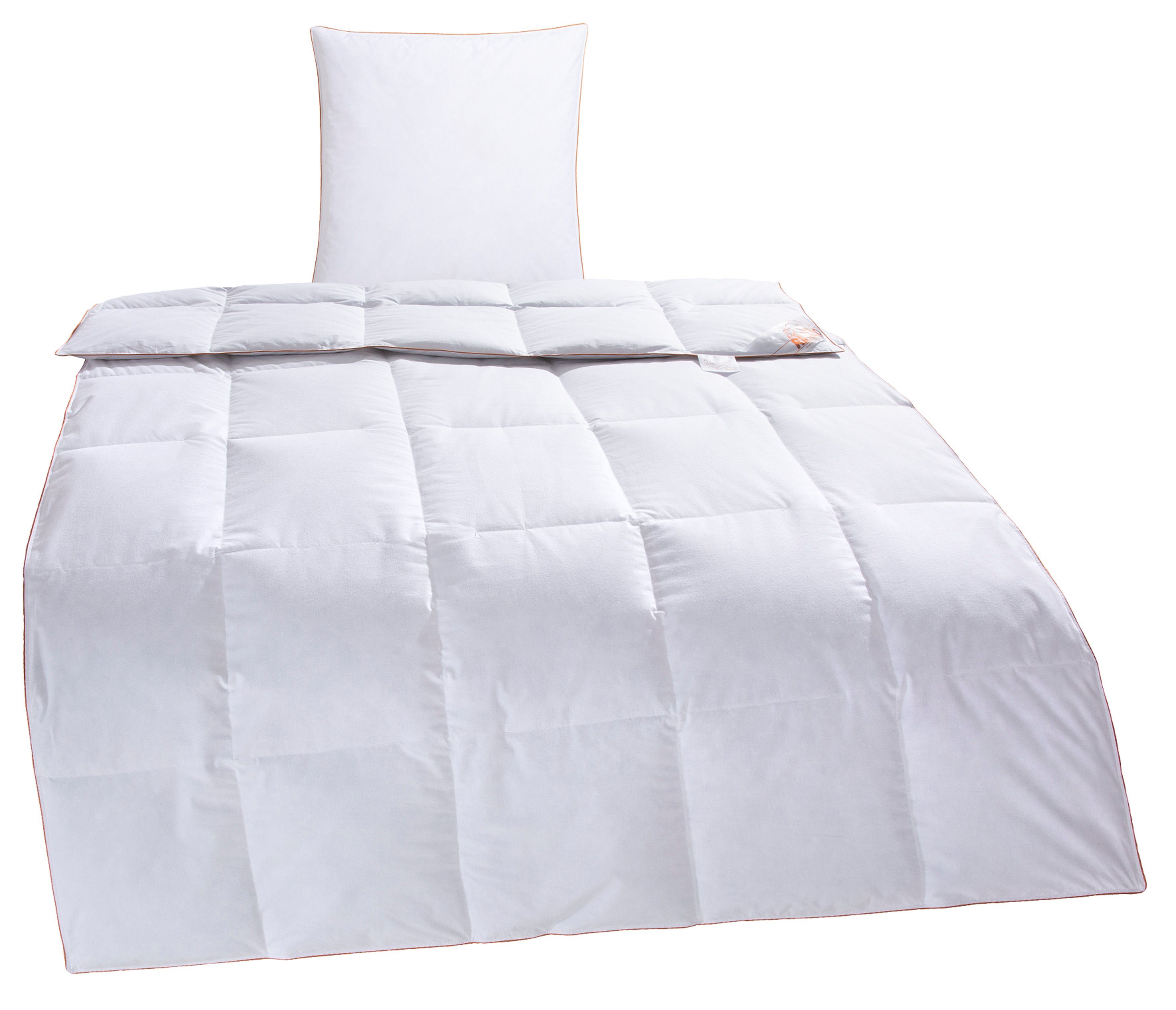 RIBECO Daunenbettdecke + Kopfkissen Richard, Bettwaren-Set in 135x200 oder 155x220 cm, Sommer oder Winter, Füllung: Daunen & Federn, Seit 105 Jahren überzeugt RIBECO durch Qualität