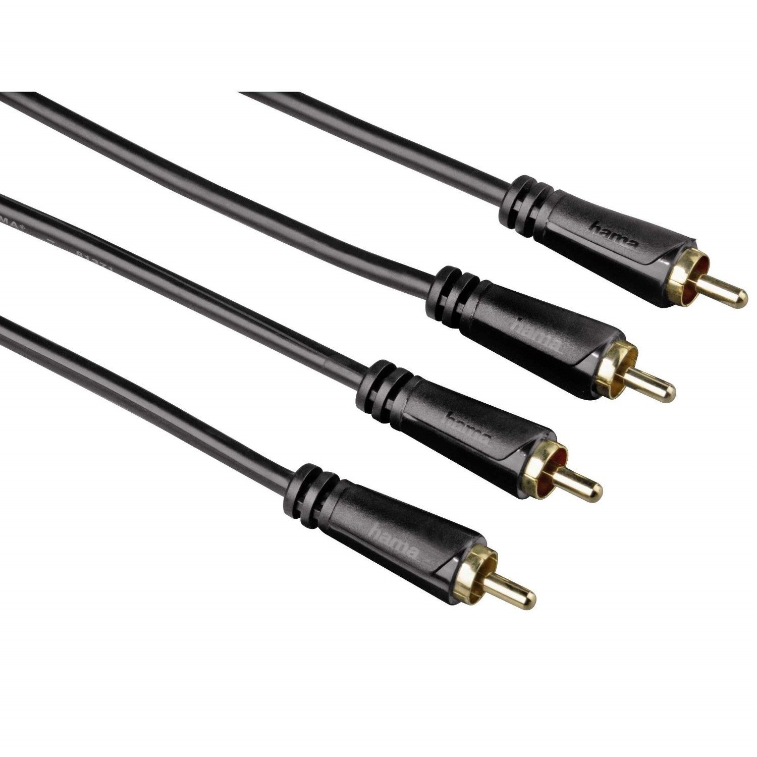 Hama 10m Cinch-Kabel Audio Anschlusskabel Audio-Kabel, Cinch, Audio (1000 cm), 2x RCA-Stecker Stereo RCA HiFi Chinch Knickschutz gegen Kabelbruch