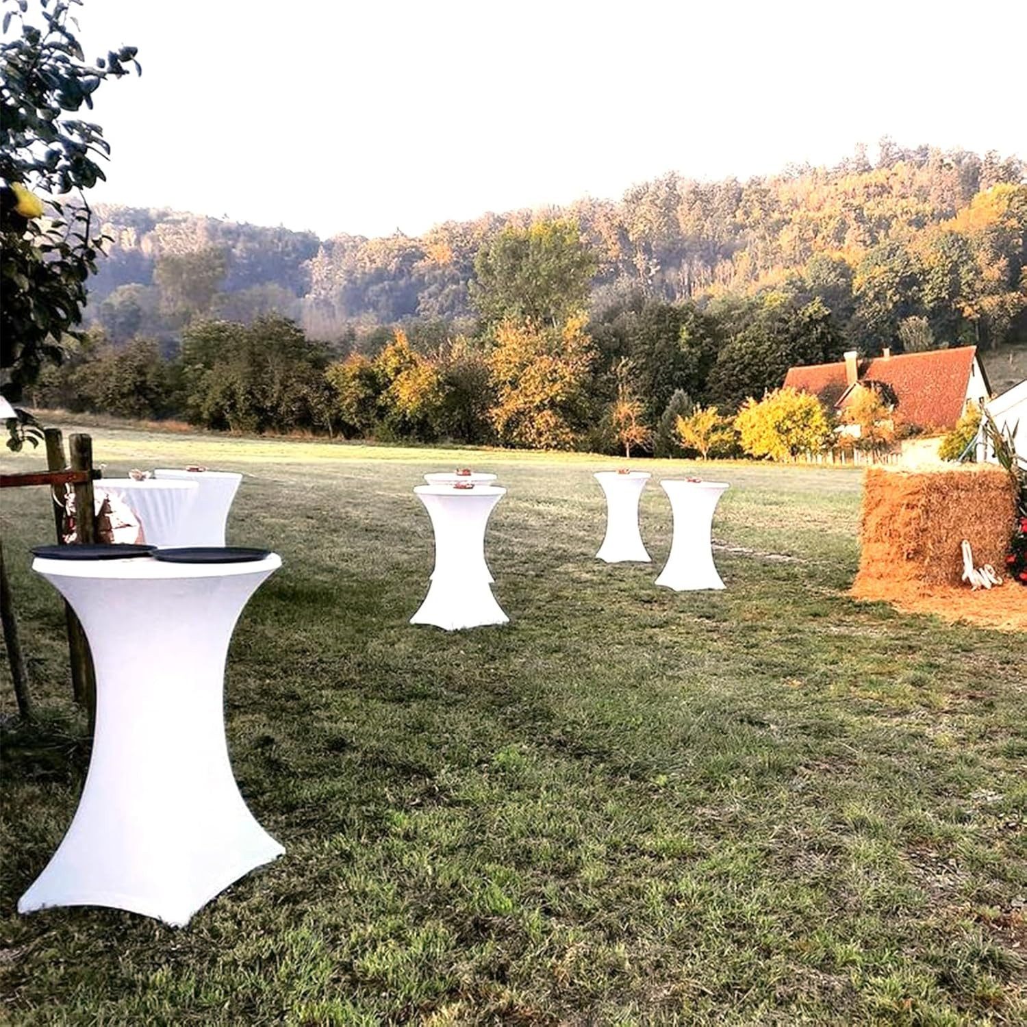 BlingBin Stehtischhusse 6er-Set Stretch Stehtisch Husse für Bistrotisch Ø 80-85 cm Elegante, Verstärkung im Fußbereich, Stretch-Husse Hussen für Stehtische – Bild 3 von 5