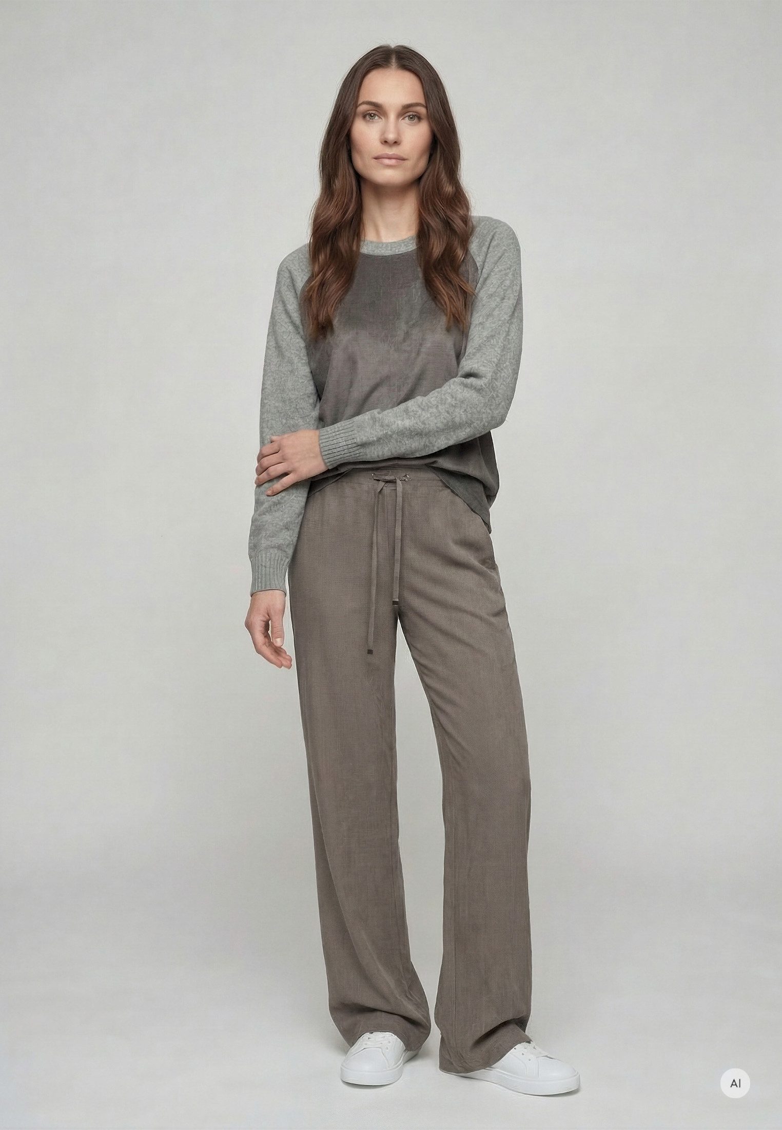 MARC AUREL Strickpullover mit Faux Leather Vorderteil