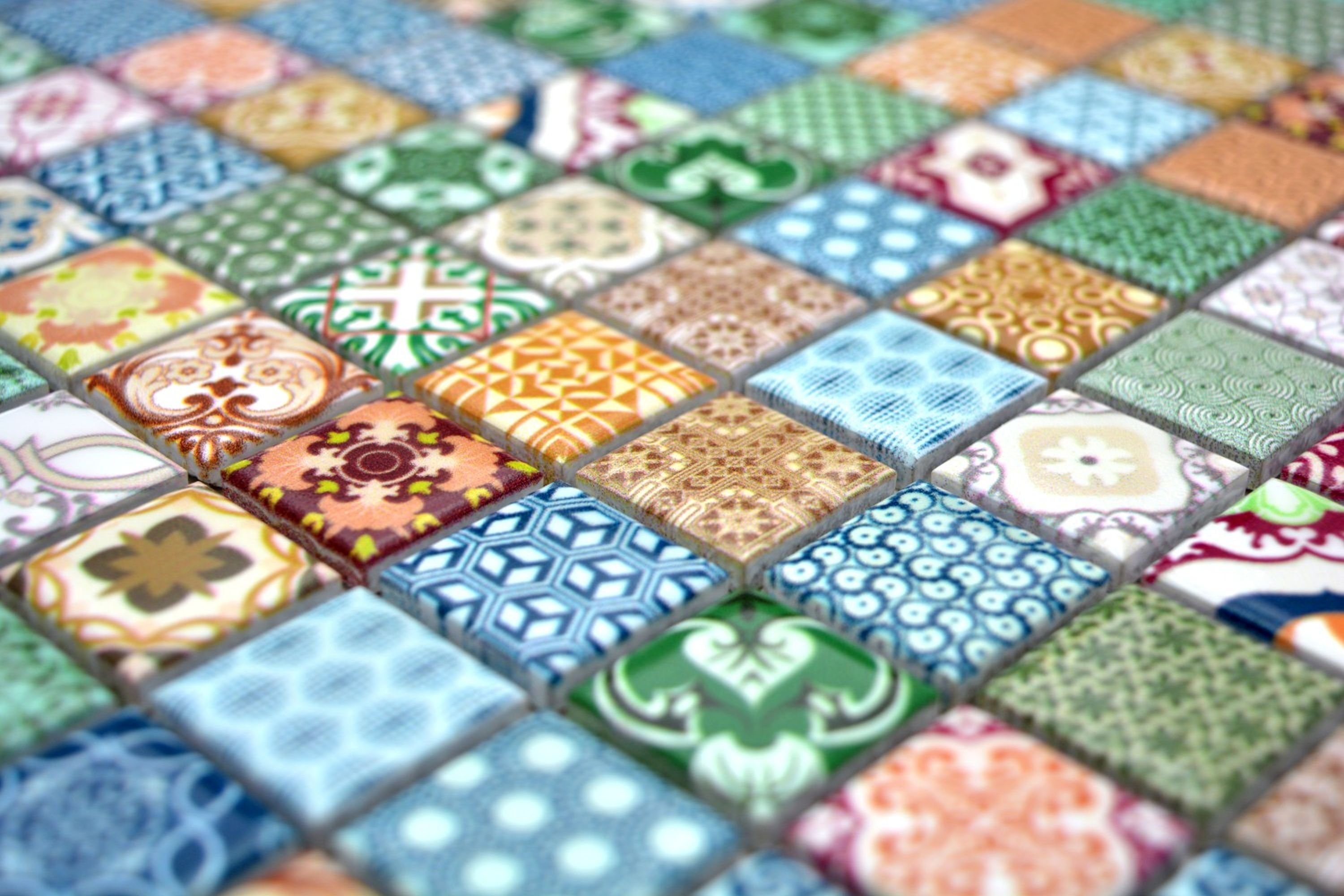 10 / Mosani Mosaikfliesen Matten matt Quadratisches bunt Keramikmosaik Mosaikfliesen