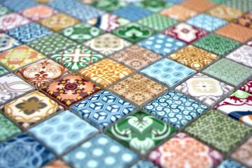 Mosani Mosaikfliesen Quadratisches Keramikmosaik Mosaikfliesen bunt matt / 10 Matten