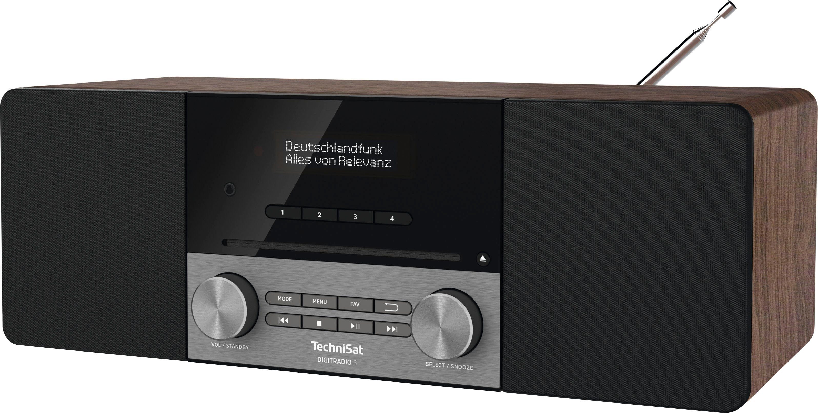 TechniSat DIGITRADIO (DAB), Made in 20 W, Nussbaum (DAB) UKW RDS, mit Germany) CD-Player, (Digitalradio 3 Digitalradio