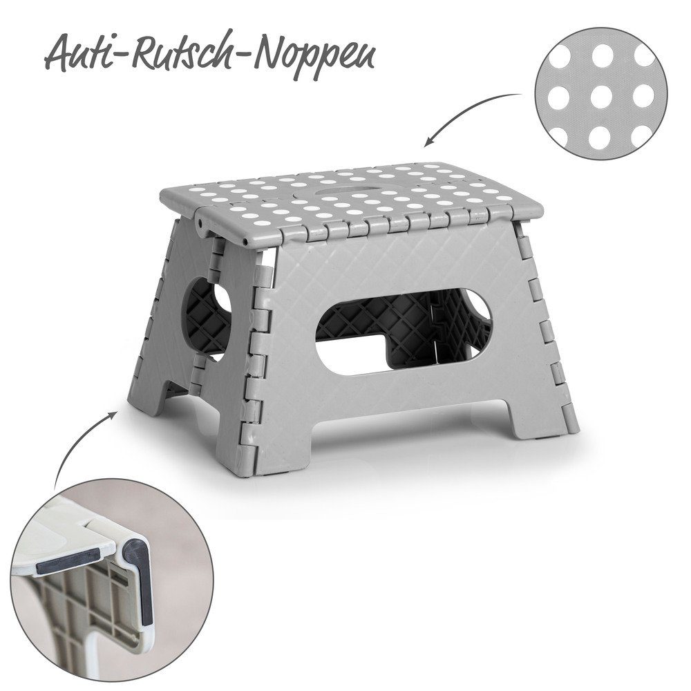 Zeller Present Ablageelement Klapphocker, Kunststoff, grau, 35 x 28 x 22 cm