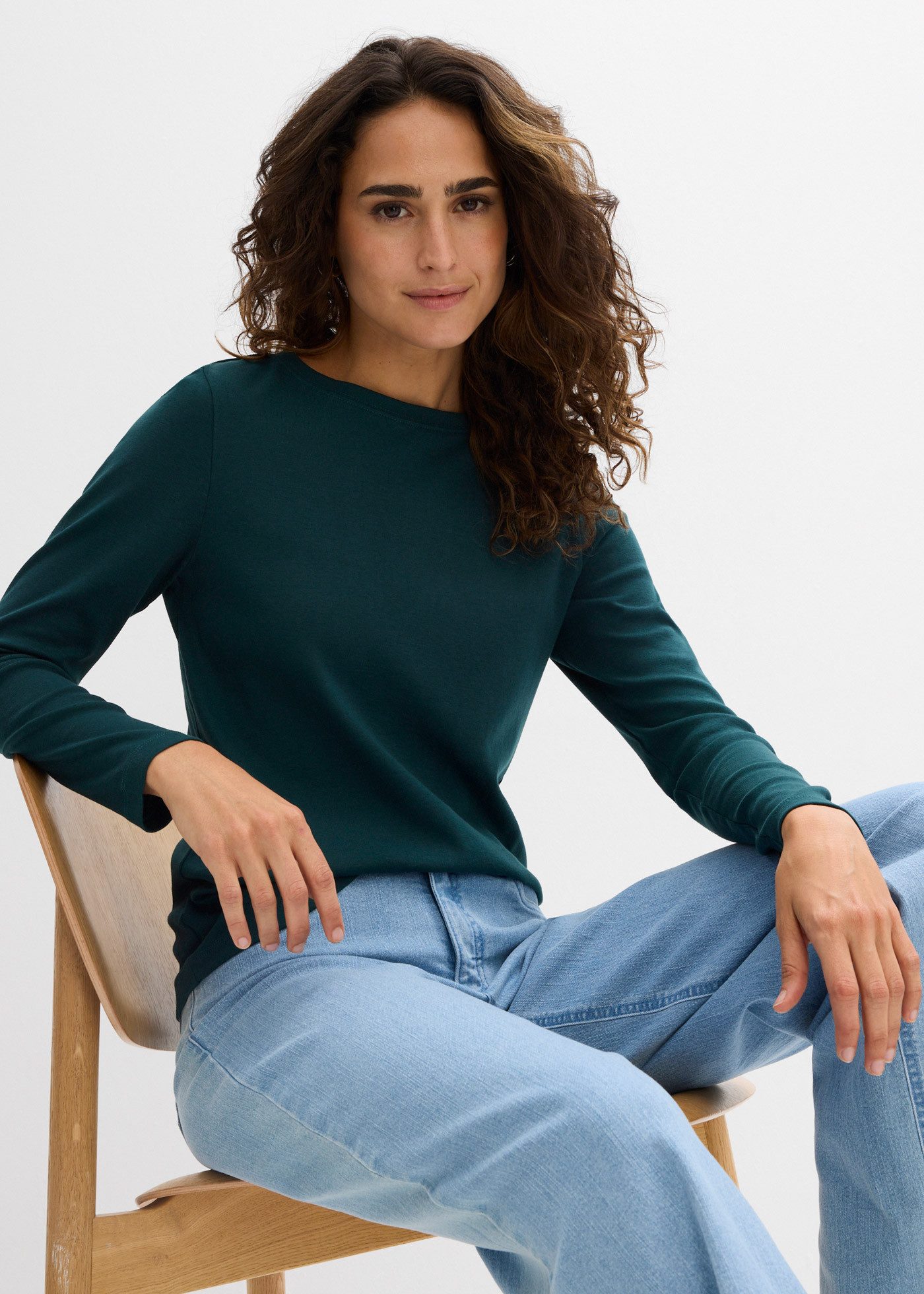 bonprix Langarmshirt eng anliegende Passform, lange Ärmel, für Frühling und günstig online kaufen