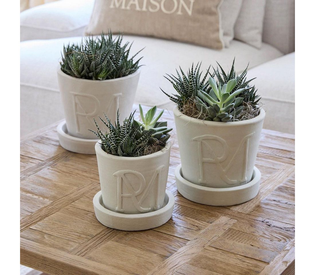 Thumbnail - Rivièra Maison Blumentopf Blumentopf mit Untersetzer RM Monogram Planter (20cm)