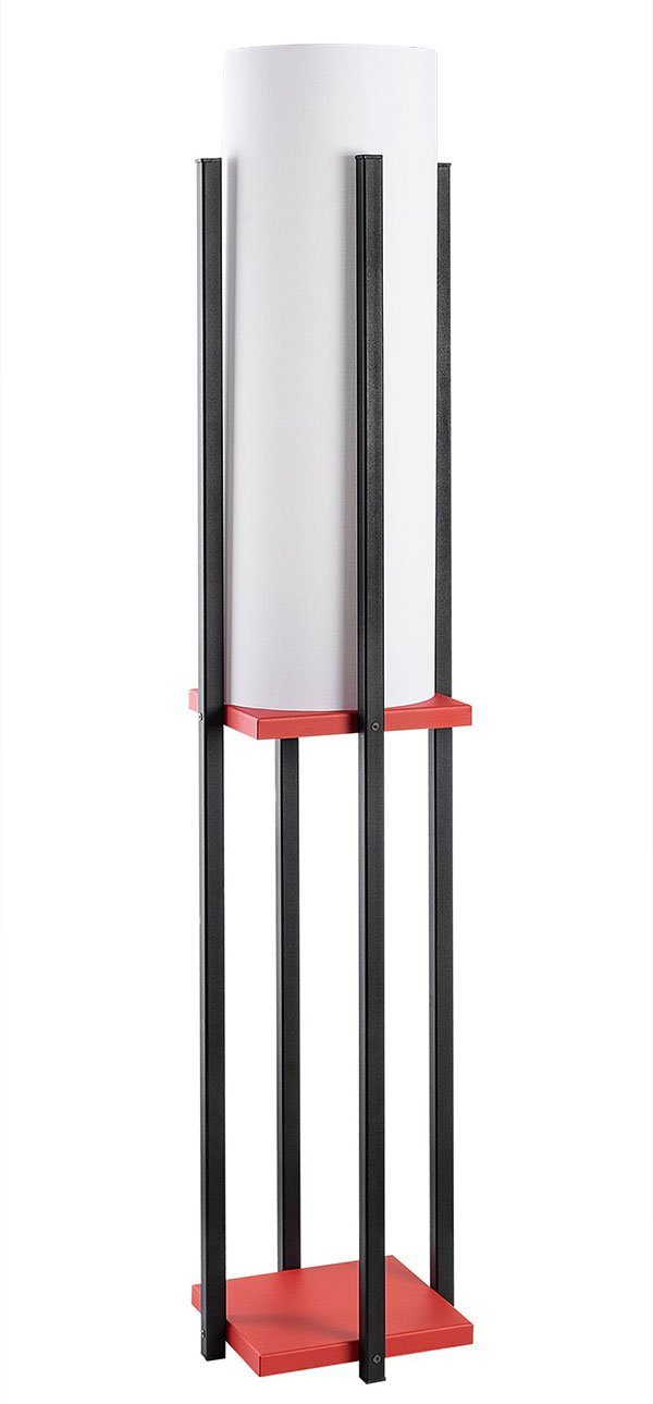 Feldmann-Wohnen Stehlampe, 25x25x130cm, 1 Ablagefläche schwarz - rot matt / LS weiß