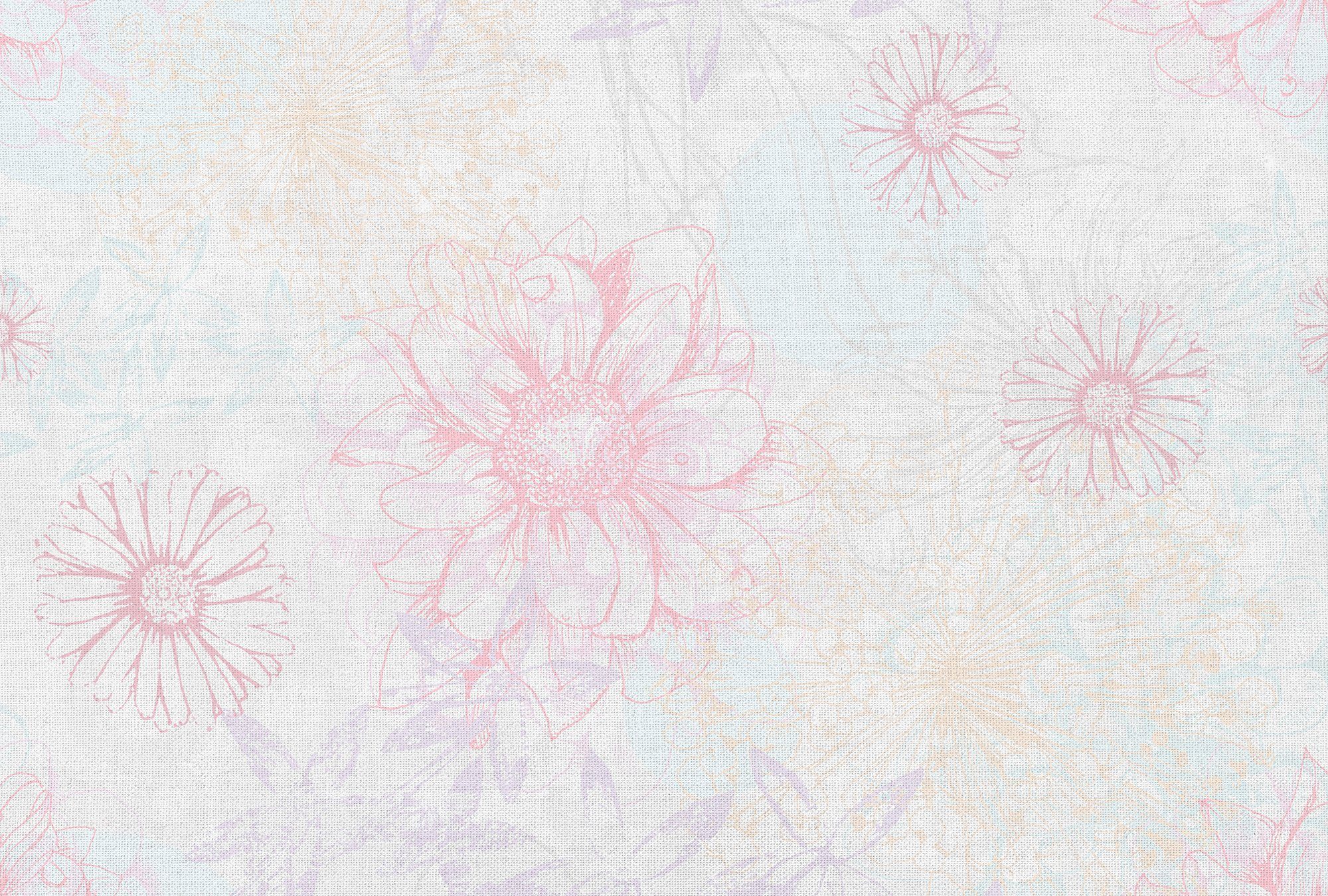 Atelier 2, Artwork Paper Architects floral, glatt, 47 (4 Vlies, Fototapete Decke rosa/hellblau/lila St), Wand, Schräge, Flower