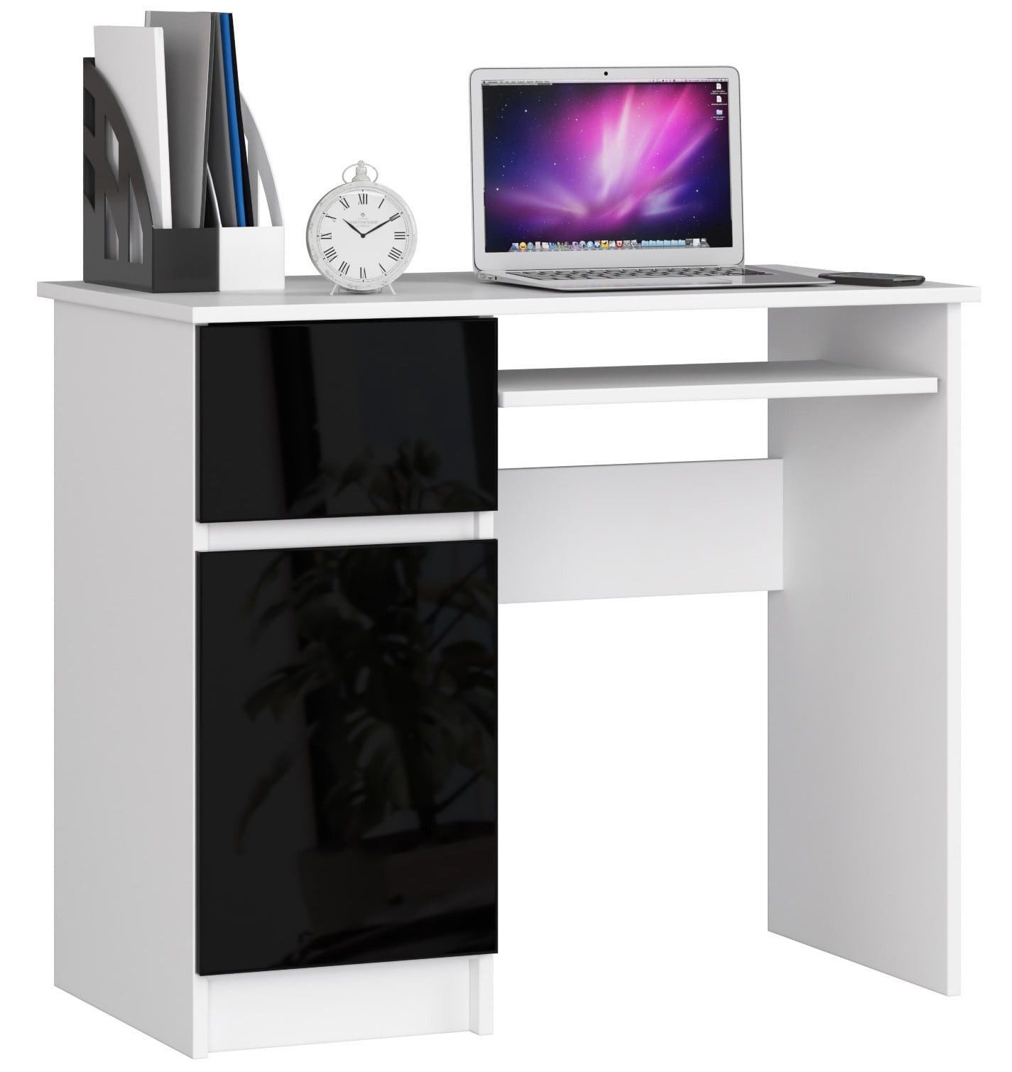 Raumhirsch Furniture Schreibtisch 90 cm Breite - Computertisch 90 cm Breite - Optimale Arbeitsfläche, Hochwertiges Laminat, Stauraum, elegantes Design, Selbstmontage