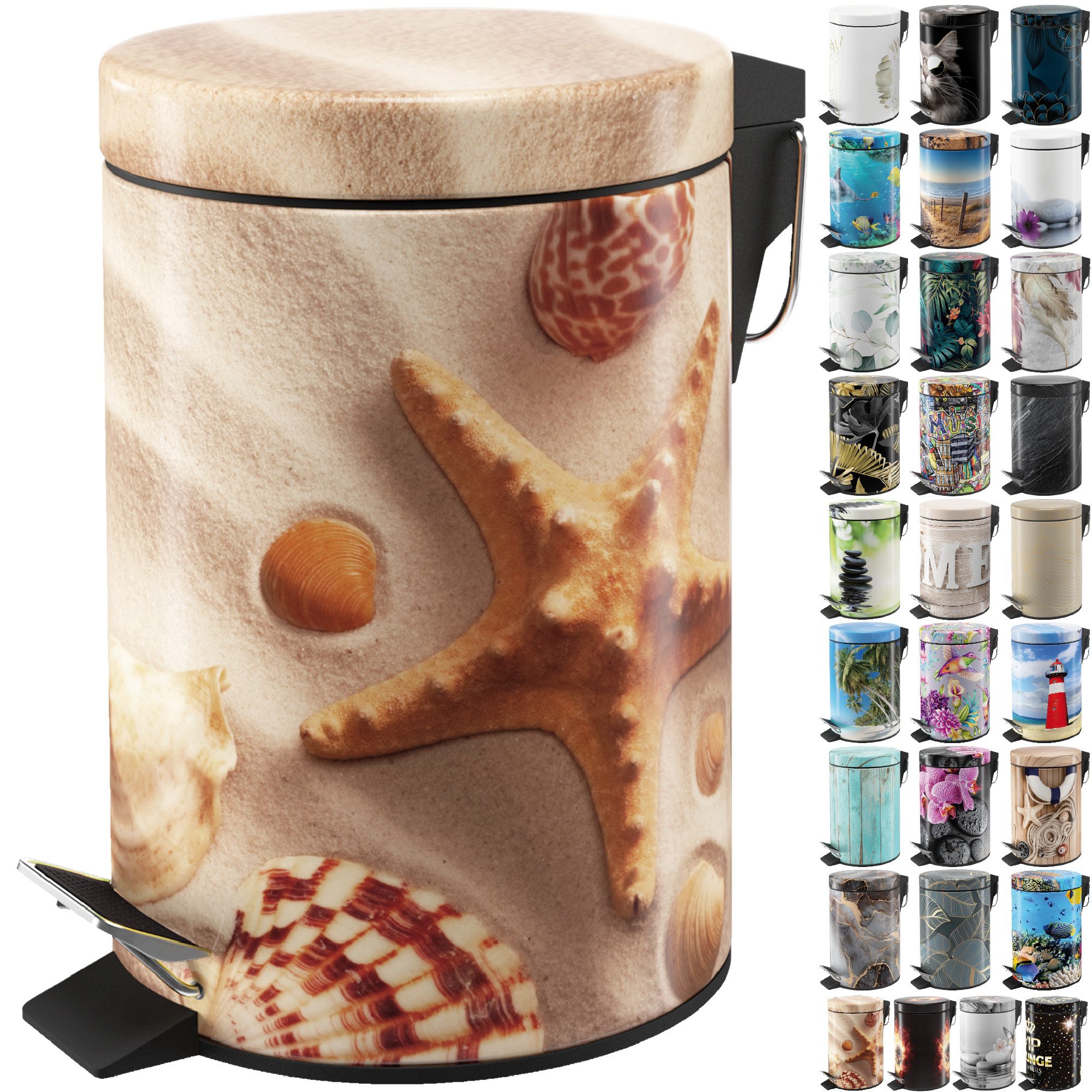 Sanilo Kosmetikeimer mit Motiv, viele schöne Bad Mülleimer zur Auswahl, 3 Liter, Abfalleimer mit Absenkautomatik & Innenbehälter