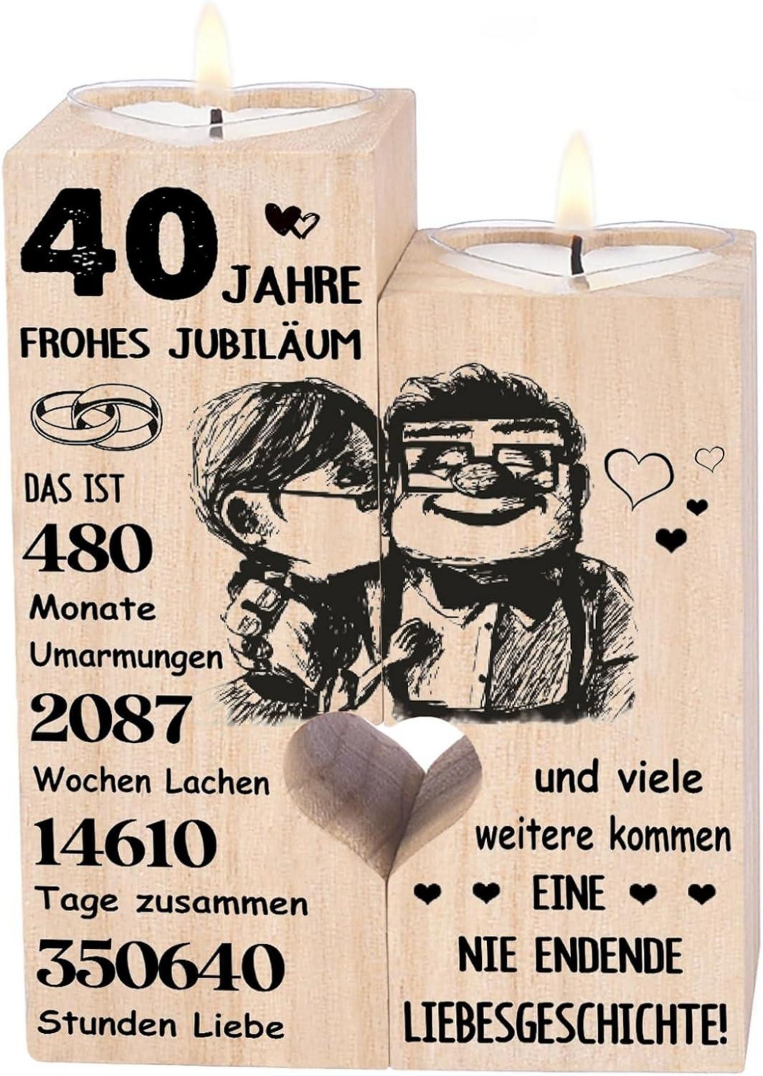 LuxusKollektion Kerzenständer Rubinhochzeit Geschenk Kerzenhalter Holz günstig online kaufen