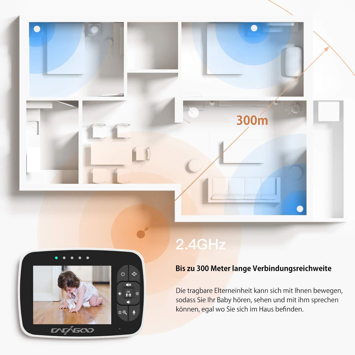 Babyphone Video-Babyphone mit Mutoy Gegensprechfunktion und ECO-Modus Smart kamera,