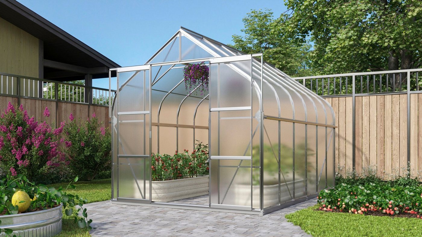 Thumbnail - Vitavia Gewächshaus Dione 9900, mit Stahlfundamentramen, BxTxH: 263,5 x 383 x 254,5 cm, 3 mm Wandstärke, Alu-Profile, 3 ...