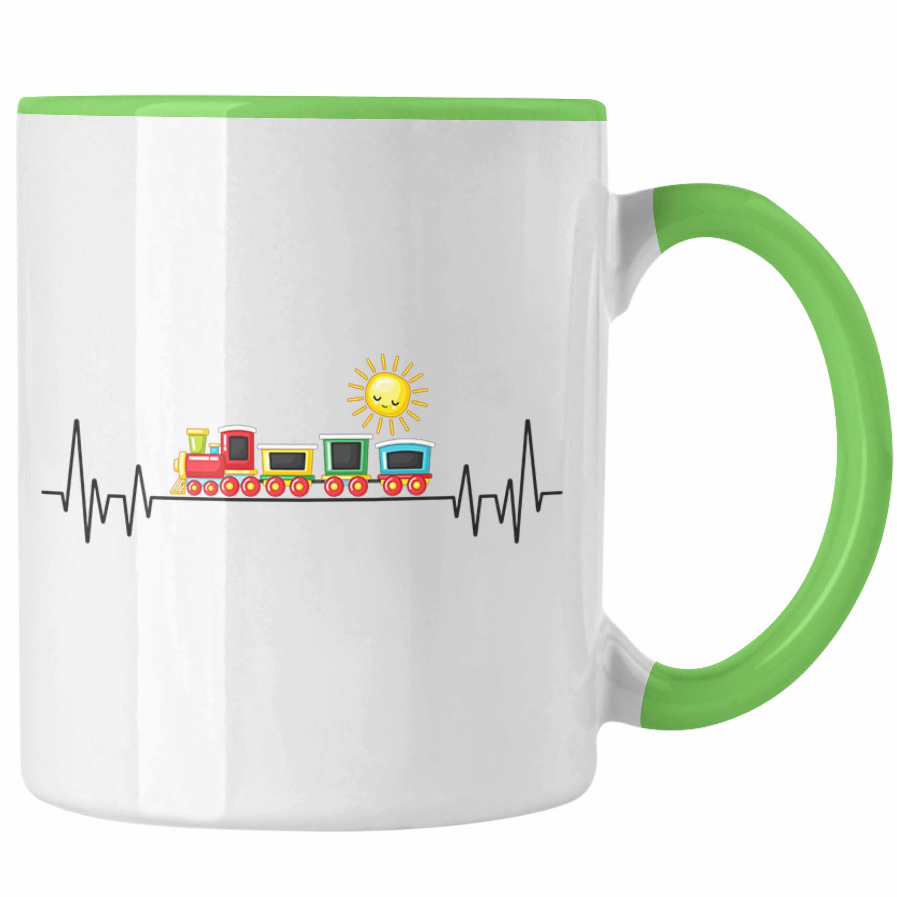 - Eisenbahner Zug Tasse Trendation Geschenk Herzschlag Züge Grün für Tasse Zugfüh Trendation