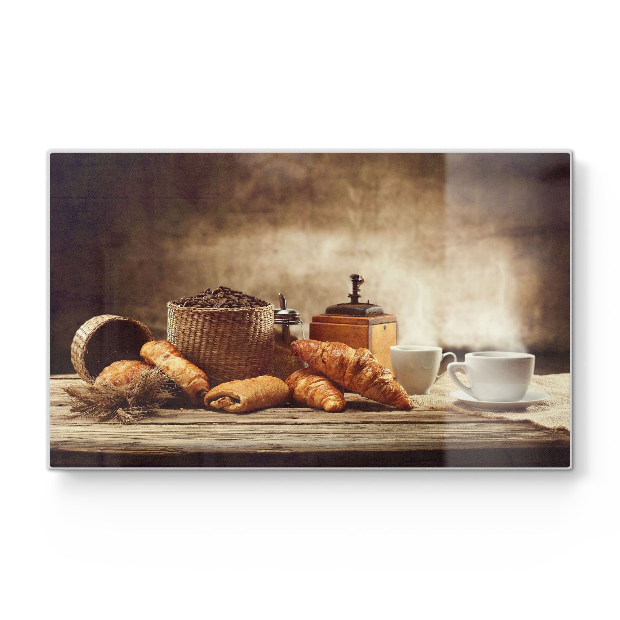DEQORI Schneidebrett 'Französisches Frühstück', Glas, Platte Frühstücksbrett Schneideplatte