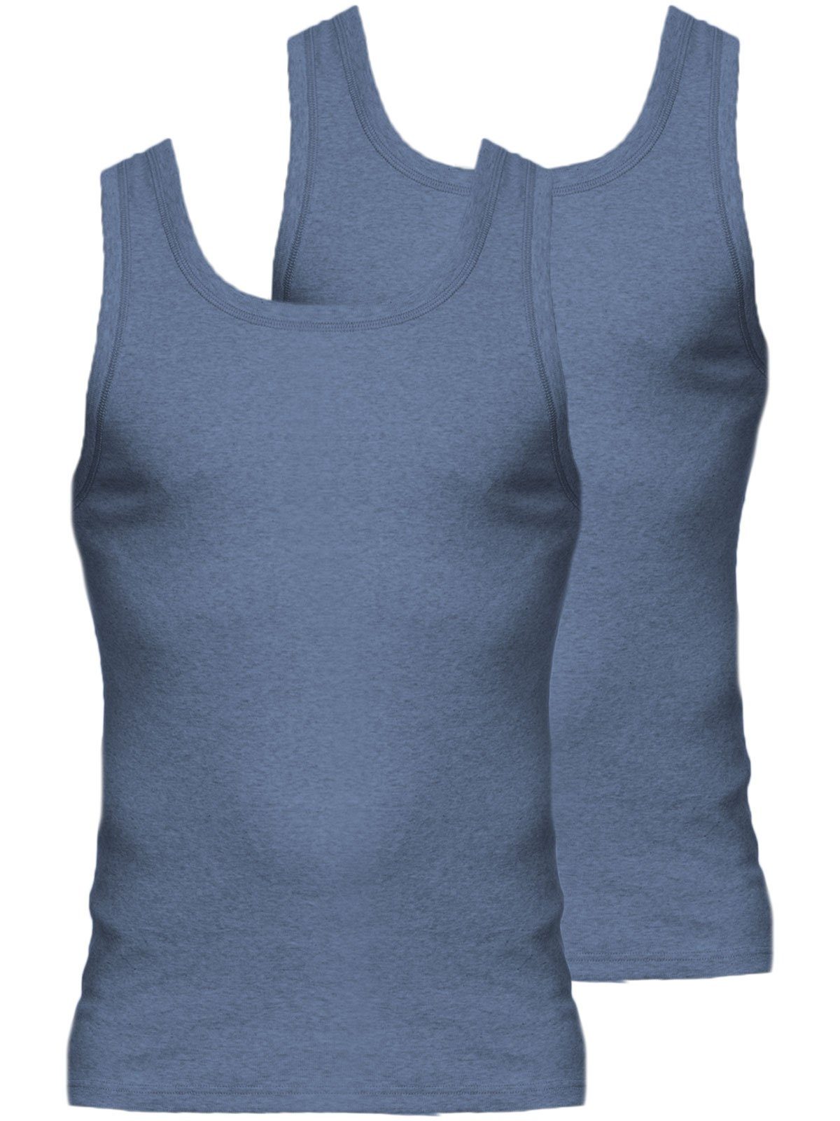 KUMPF Achselhemd Markenqualität Unterhemd hohe Workerwear 2-St) blau-melange (Spar-Set, Sparpack 2er Herren
