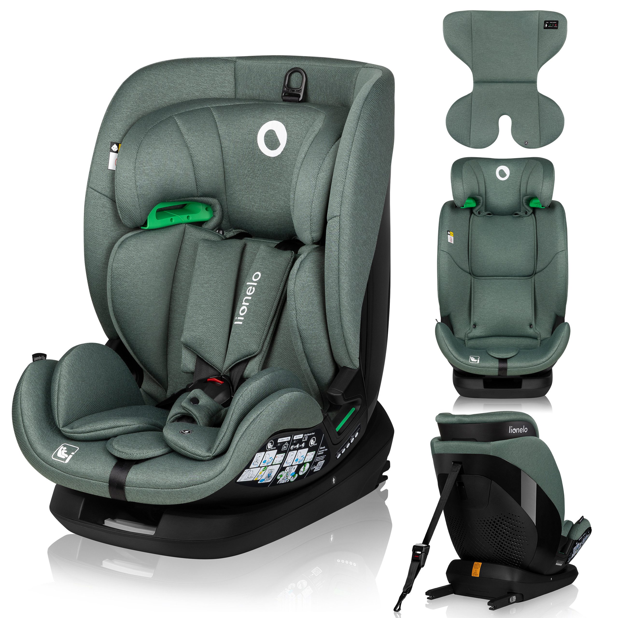 lionelo Autokindersitz LAVENDER I-SIZE, ab: ab 1 Jahr, bis: bis 12 Jahren, ab: 76,00 cm, bis: 150,00 cm, (Set), i-Size/9-36kg/ISOFIX/Breiter Einstellbereich