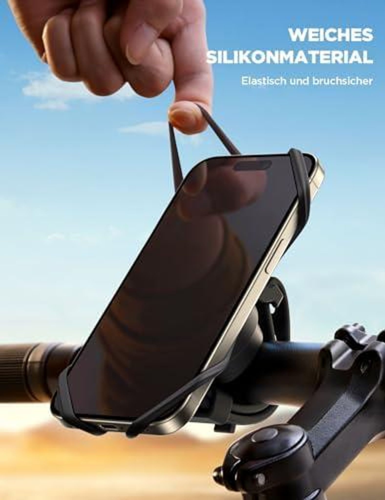 FELIXLEO Handy-Halterung Handyhalterung Fahrrad Motorrad 360° Silikon E Scooter 4 7 Zoll, (1-tlg)