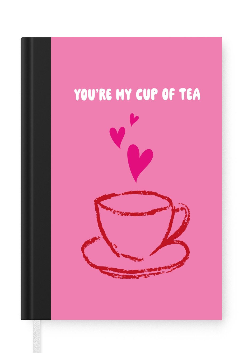 MuchoWow Notizbuch Tee - Rosa - Valentinstag - Text, Notebook, Notizblock a5, Tagebuch, Journal Liniert