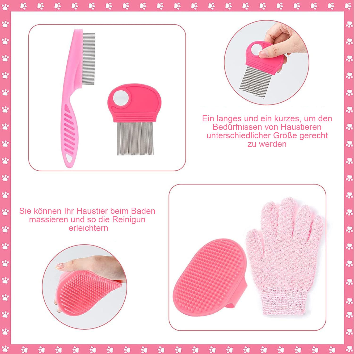 AFKSMILE Fellbürste Kaninchen Pflege Set, für Hasen Kätzchen Meerschweinchen Frettchen, Mit Nagelknipser Trimmer Haarentferner Feile Kamm Shampoo Badebürste