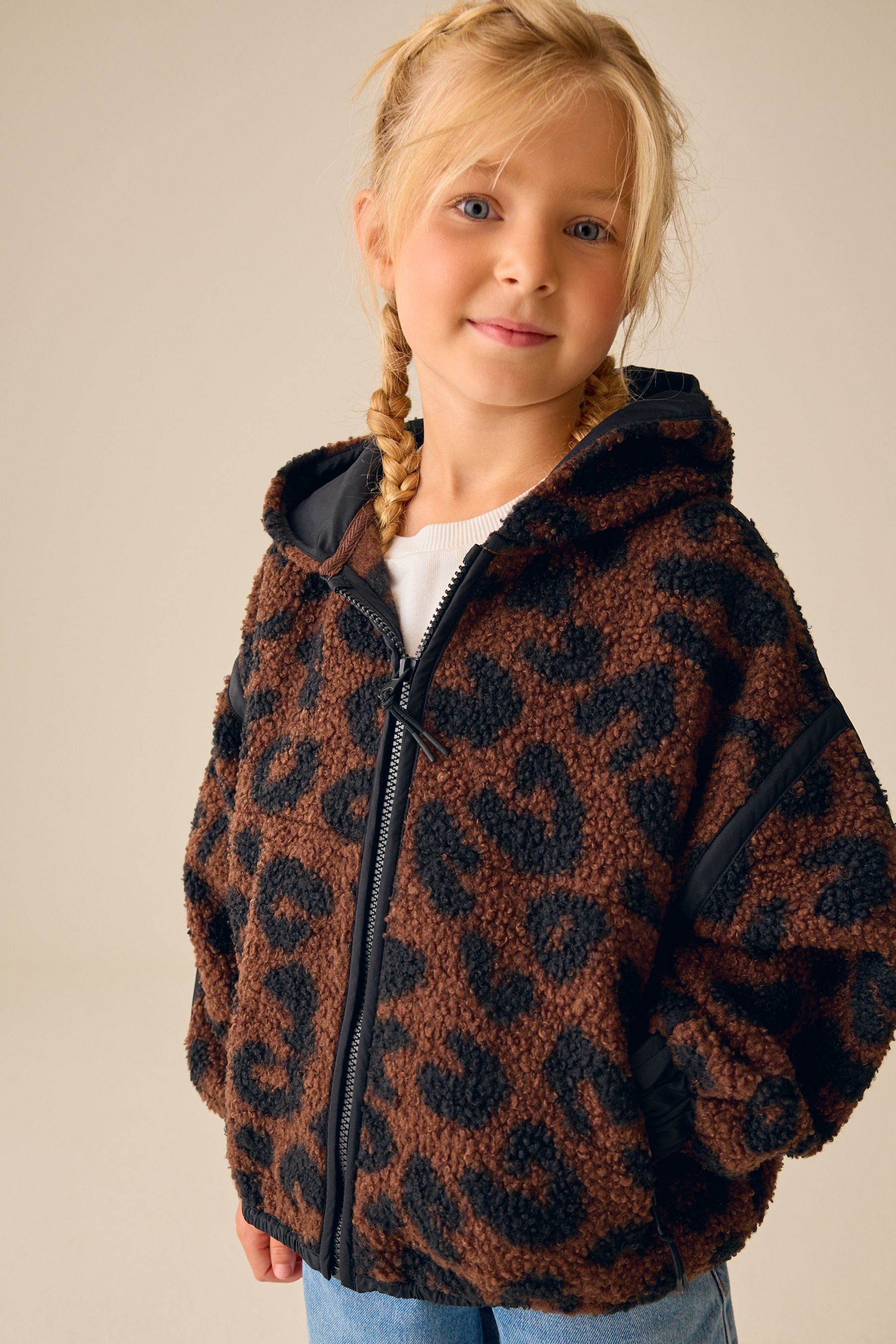 Next Kapuzenfleecejacke Borg-Jacke mit Kapuze und Reißverschluss (1-St) – Bild 3 von 5