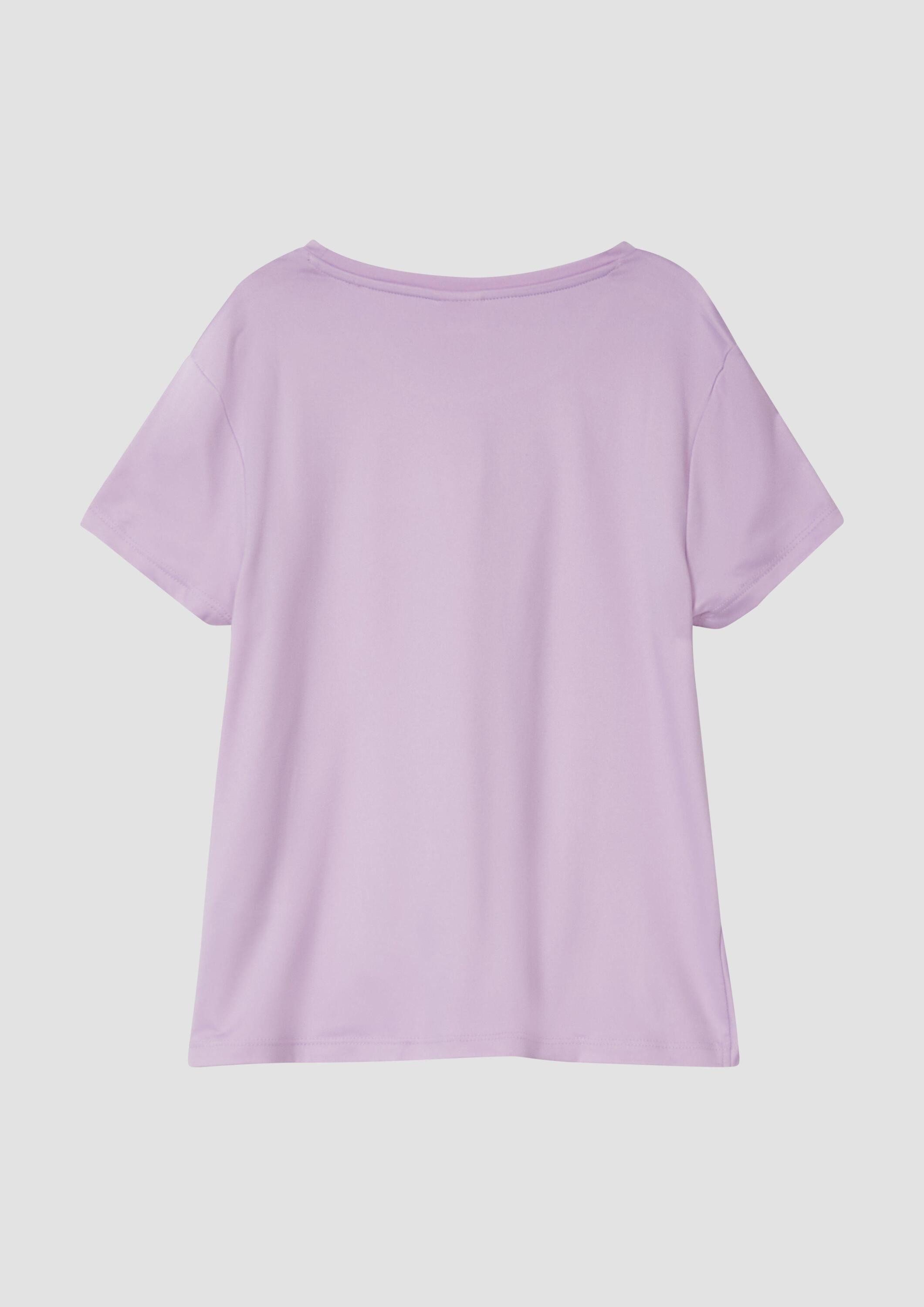 s.Oliver Kurzarmshirt T-Shirt Fließendes T-Shirt mit Knoten-Detail und leichtem Glanz