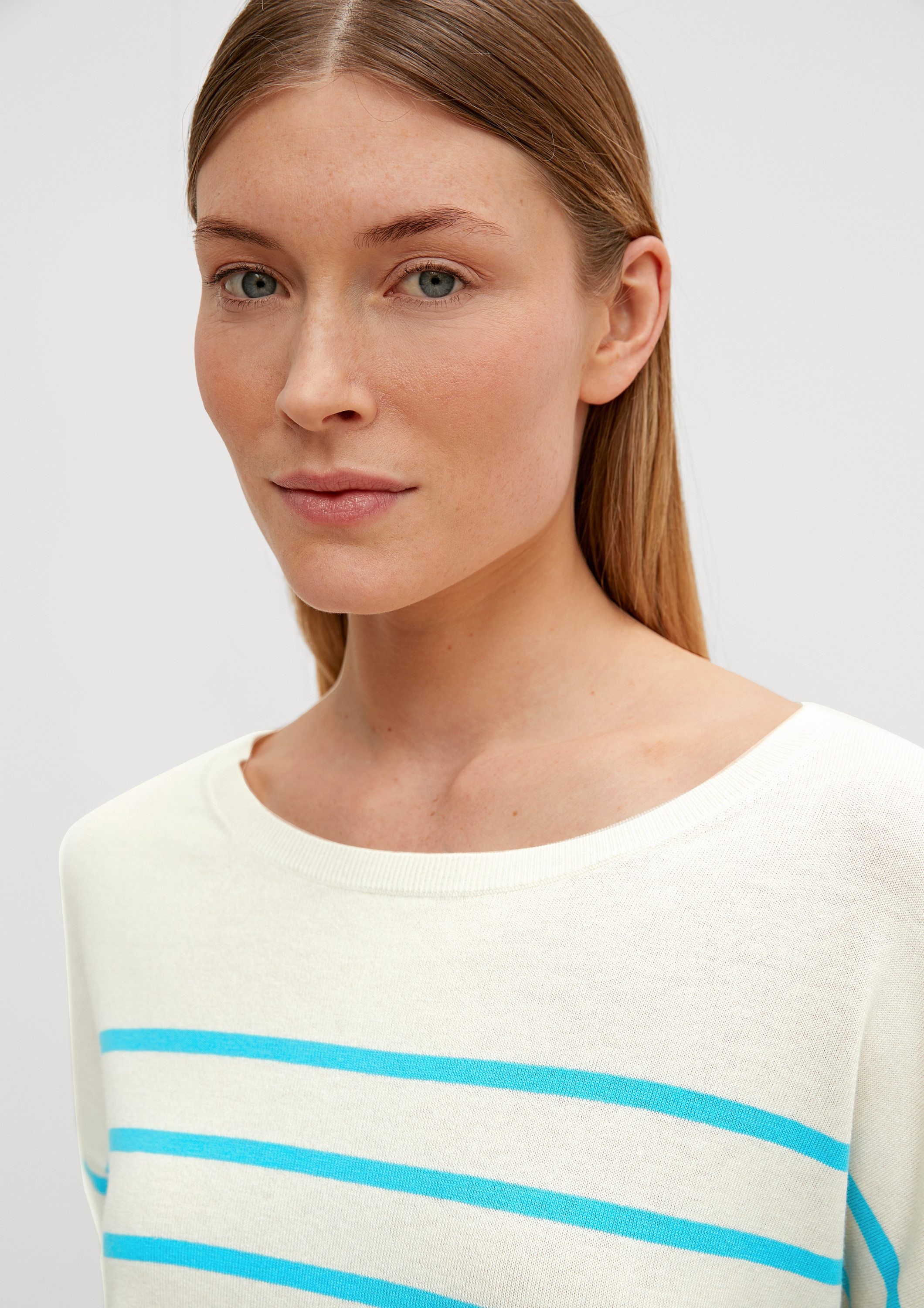 comma Longpullover Strickpullover Strickpullover aus Leinenmix