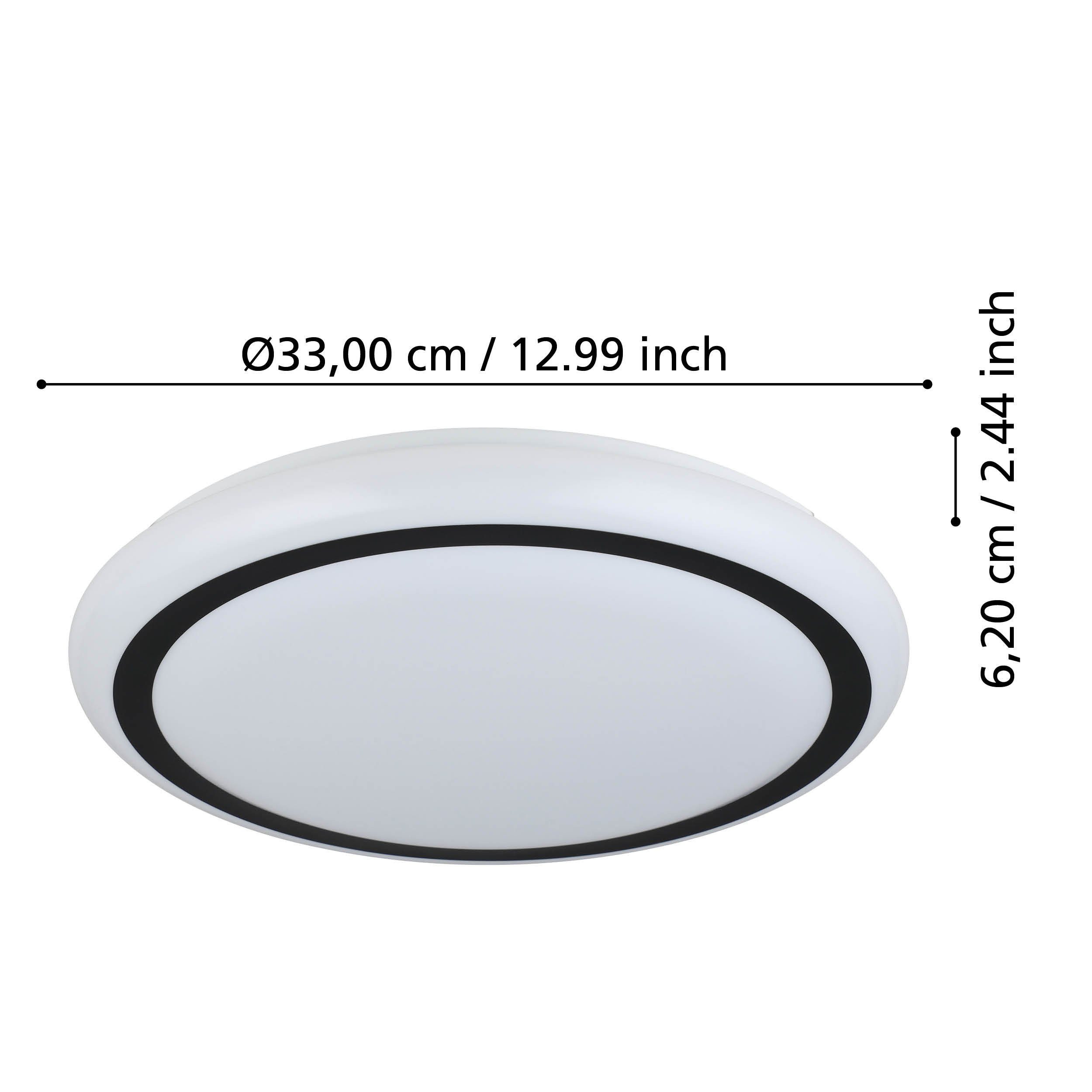 EGLO LED Deckenleuchte Capasso, Leuchtmittel inklusive, aus Metall und Kunststoff in Weiß und Schwarz, Lampe Decke, Ø34cm