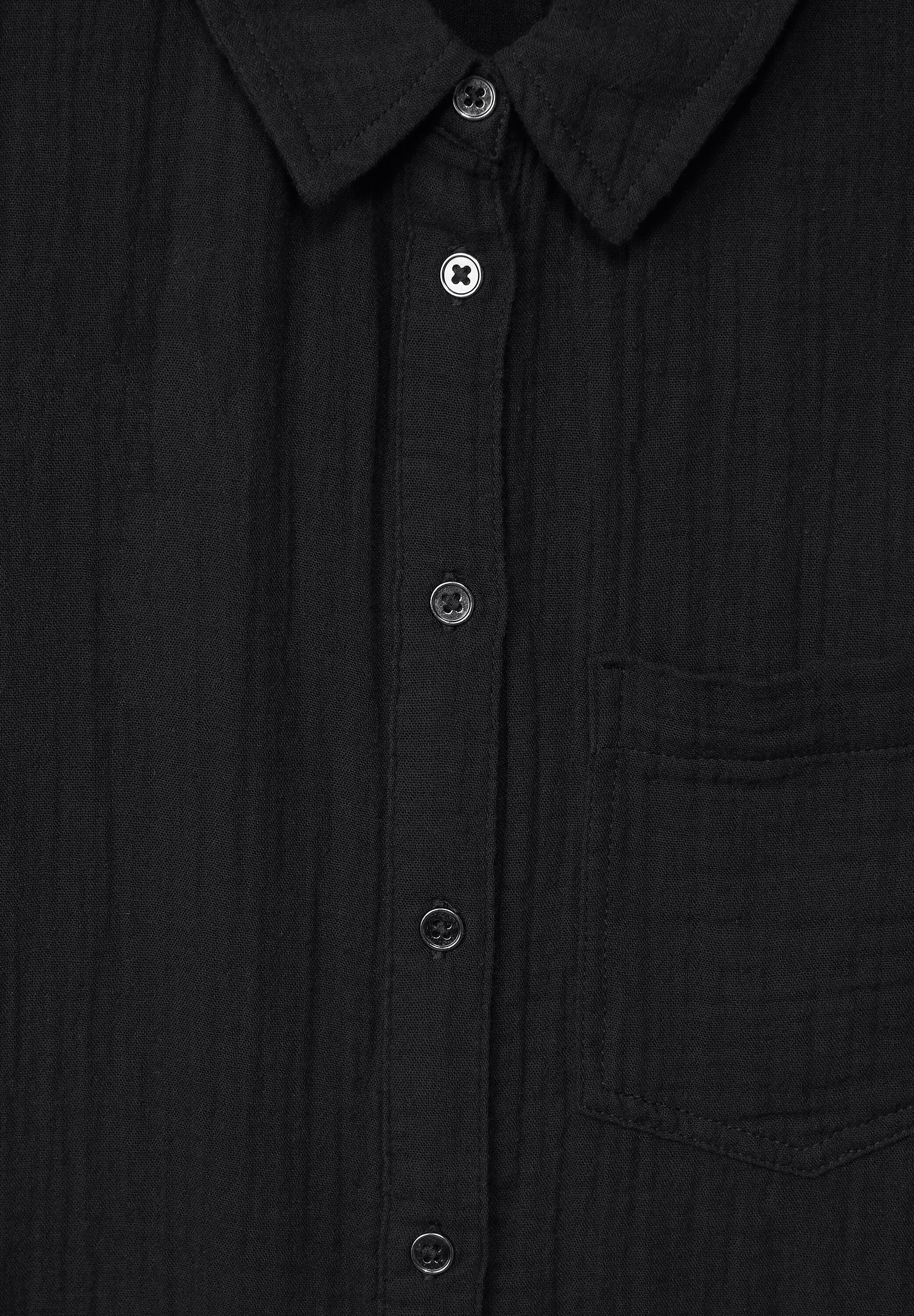 Shirtkleid mit (1-tlg) Black Vorhanden Knopfleiste Street STREET in ONE One Blusenkleid Nicht
