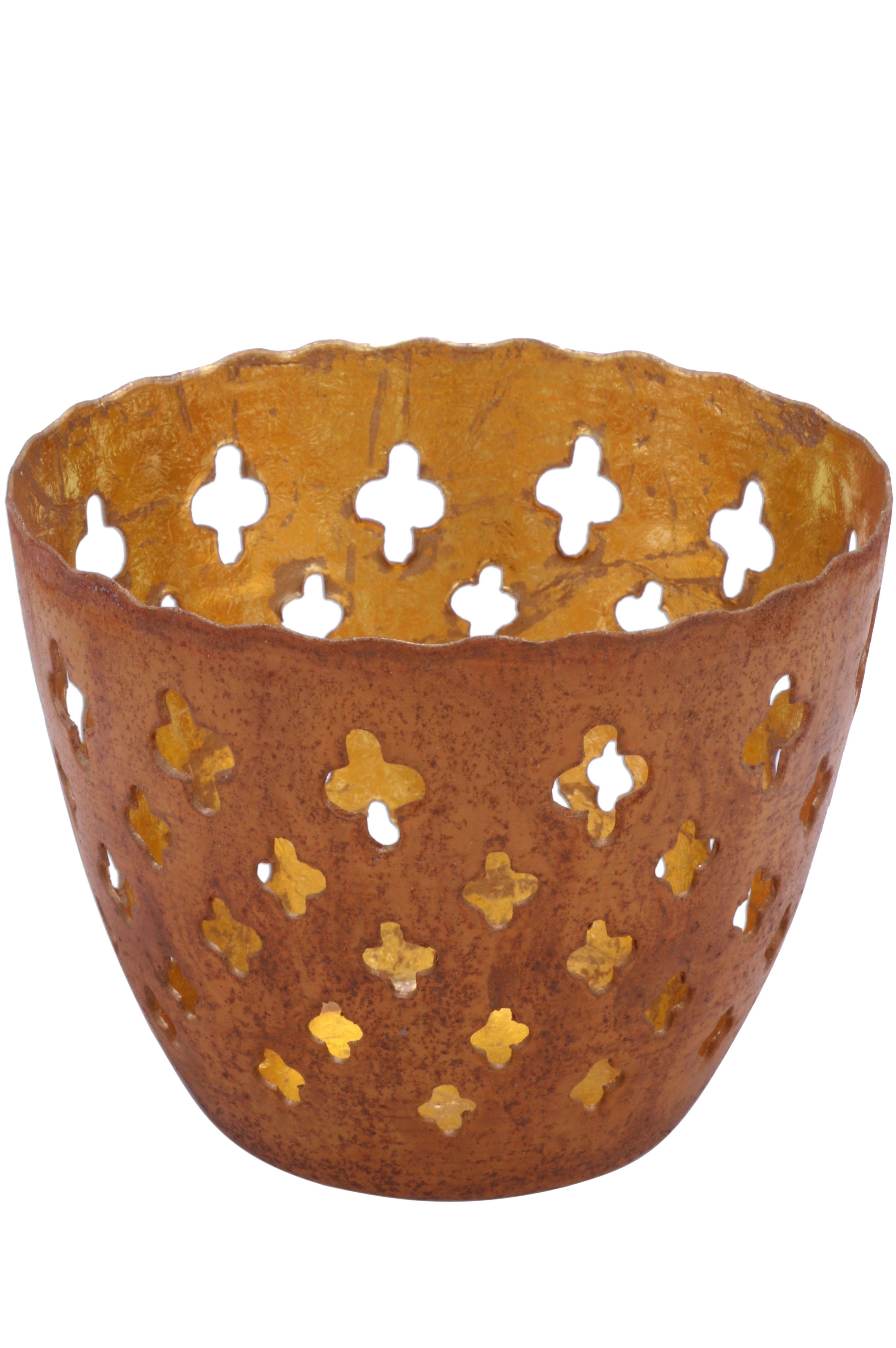 Marrakesch Orient & Mediterran Interior Teelichthalter 6er Set Orientalisches Gartenwindlicht Mateo aus Metall in Rost 10 cm (6 St), Handarbeit