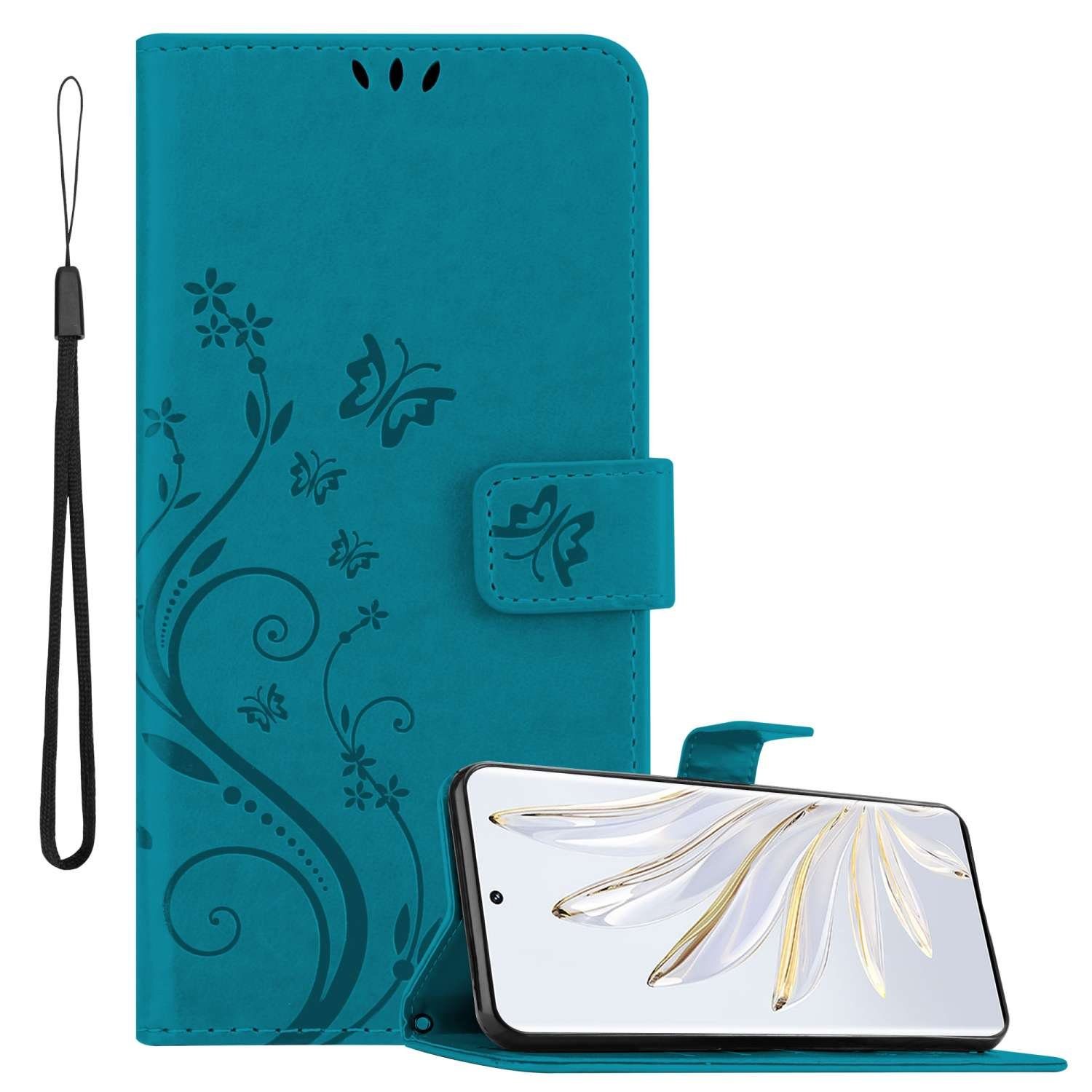 Cadorabo Handyhülle für Honor 70 Hülle Honor 70, Hülle Schutzhülle Blumen Flower mit Standfunktion Kartenfach Magnet
