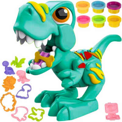 KRUZZEL Knete "Dino-Formen: Plastilin-Set für kreative Dinosaurier (Dinosaurier Knete Set, Beweglicher Dino mit Knete zum Basteln), Interaktiver Dino, formbare Kunststoffpasten, kreative Spielwelten.