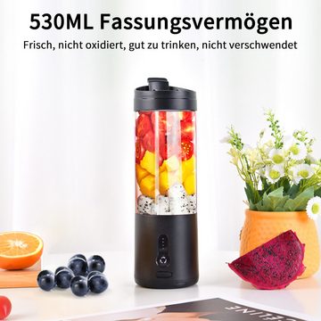 walkbee Entsafter Entsafter, tragbarer Elektrische Saftpresse,Tragbarer Mixer,4000mAh, 150,00 W, 530ml,USB Smoothie Blender,mit 6 Klingen,Inklusive Reinigungsbürste