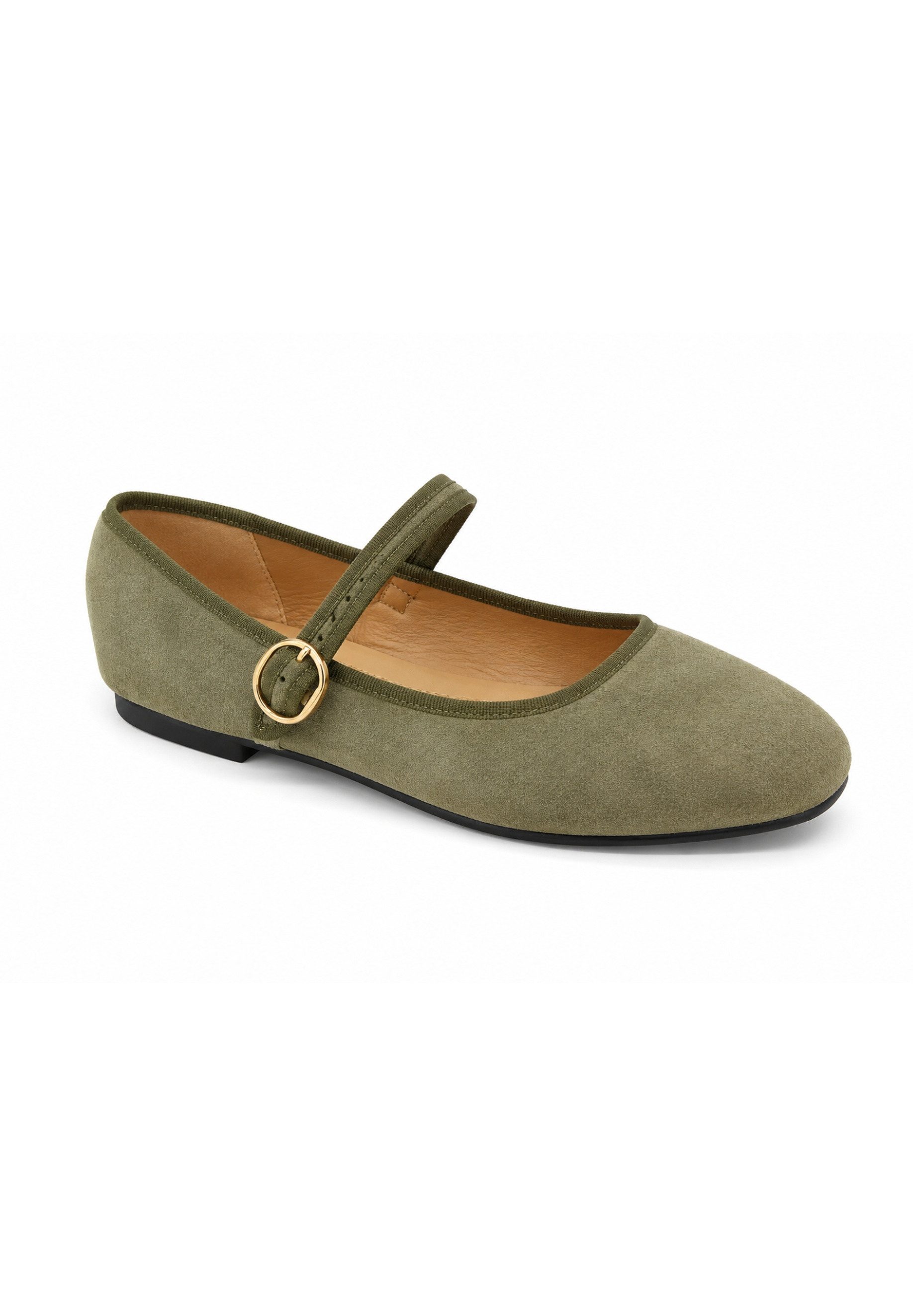 Day Vine Retro Muse Mary-Jane-Ballerinas mit Veloursoptik und goldener Schnalle Ballerina
