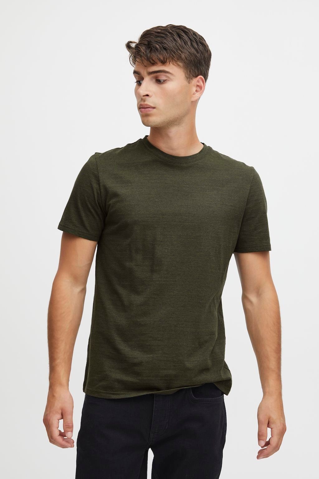 Casual Friday T-Shirt Rundhals CFThor Meliert 5743 Basic in Grün T-Shirt