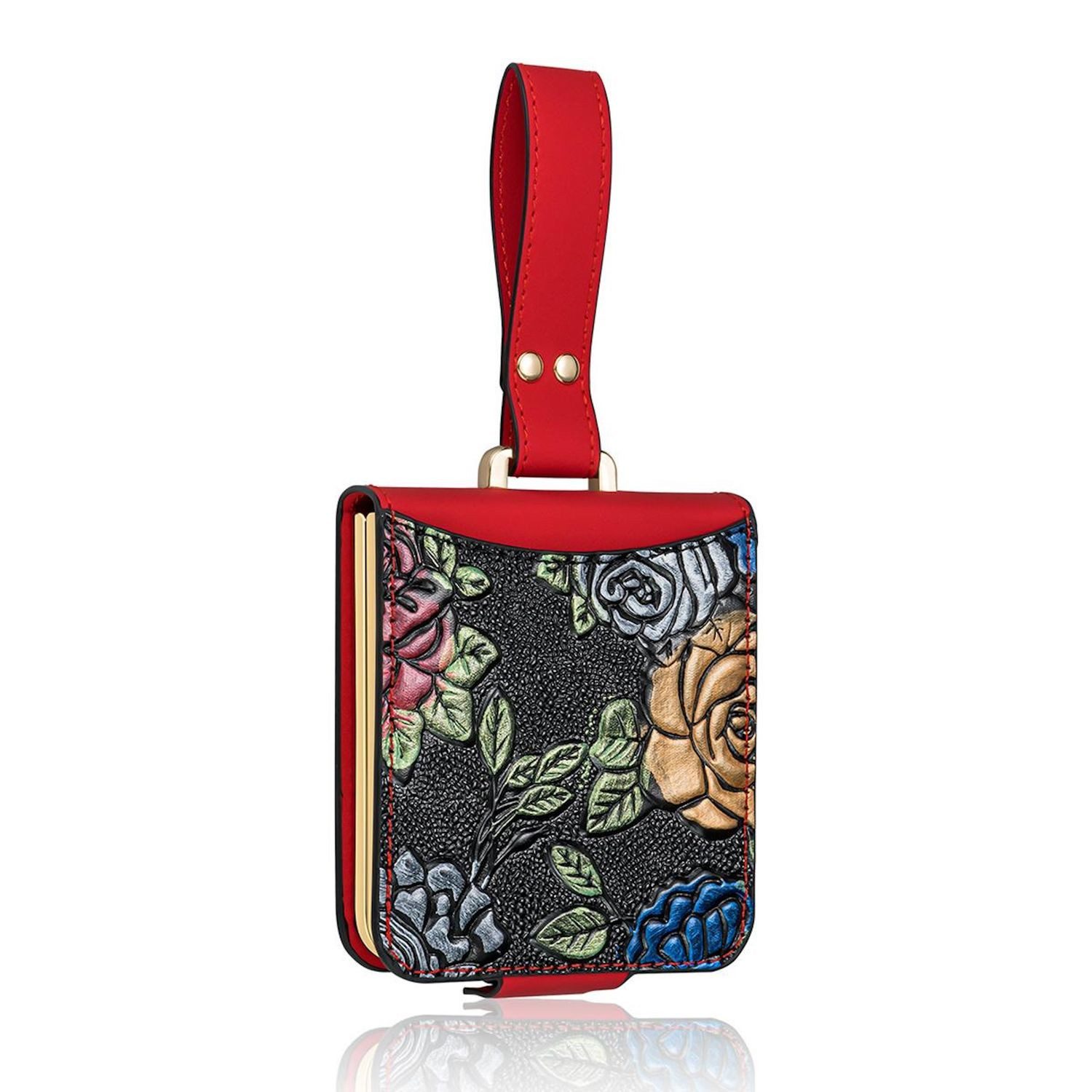 Wigento Handyhülle Für Samsung Galaxy Z Flip7 Full Cover Hülle mit Trageschlaufe Rot, Design Full Cover mit Trageschlaufe