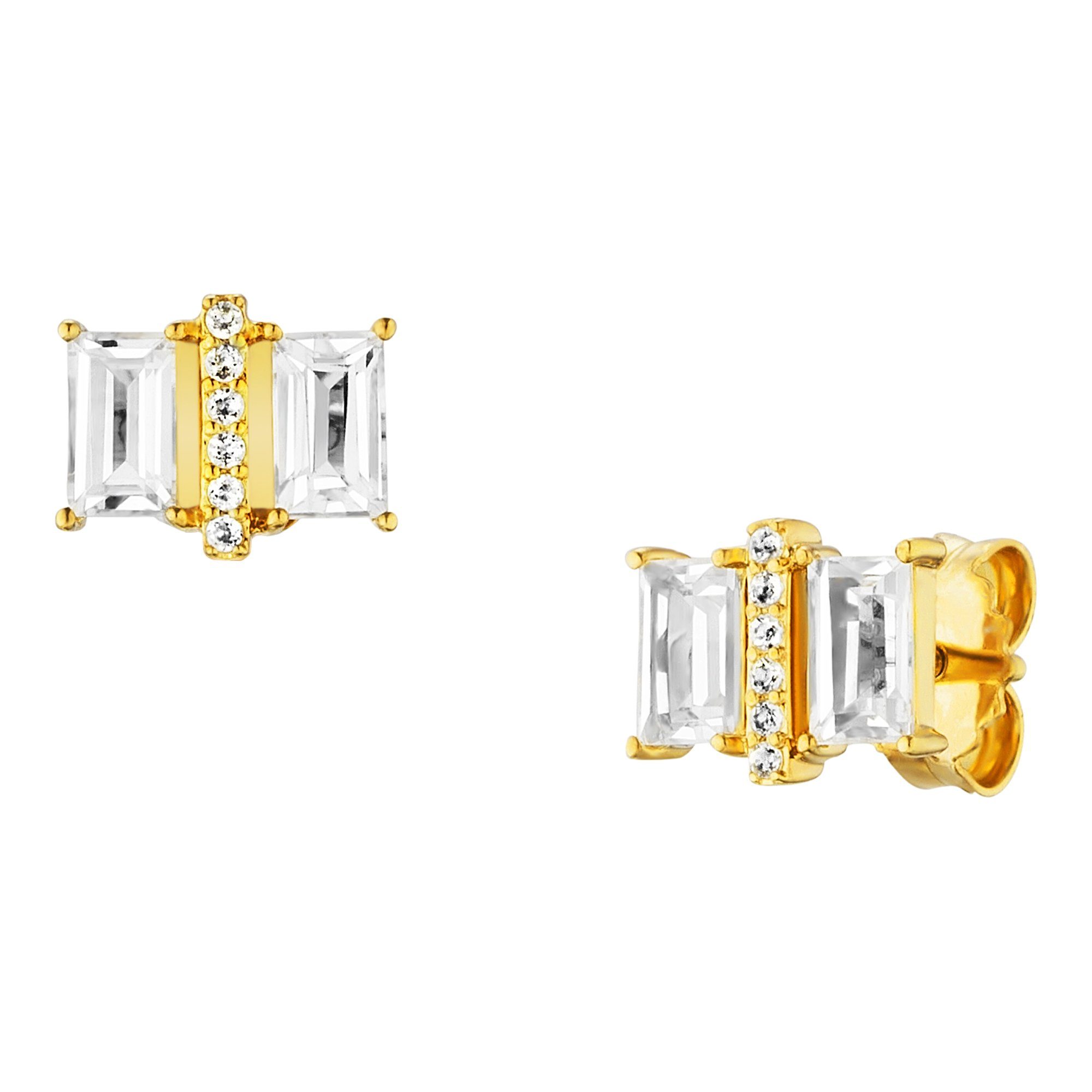 CAÏ Paar Ohrhänger 925 Sterling Silber vergoldet mit Weißtopas