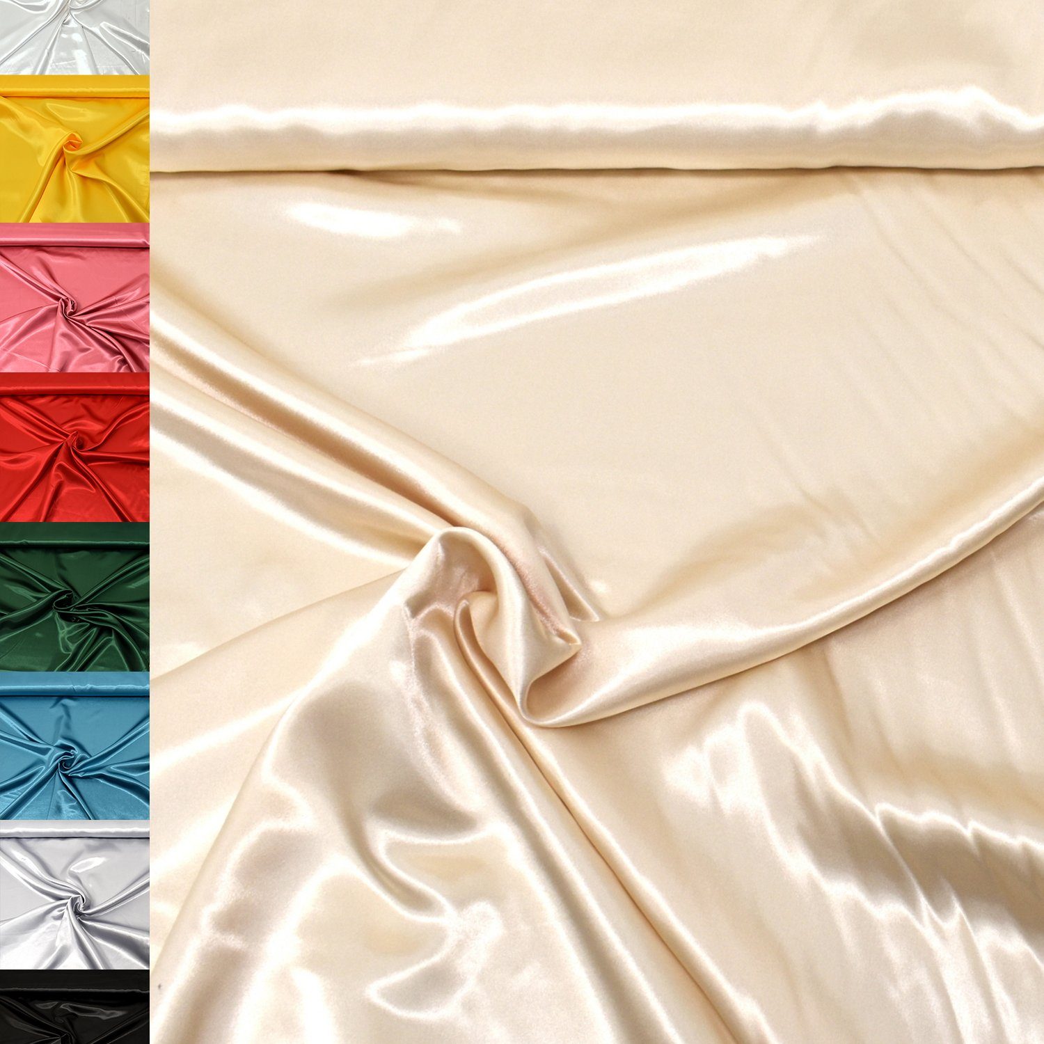 MAGAM-Stoffe Stoff "Estelle", Satin glänzend einfarbig uni ideal für Kleidung und Deko Meterware