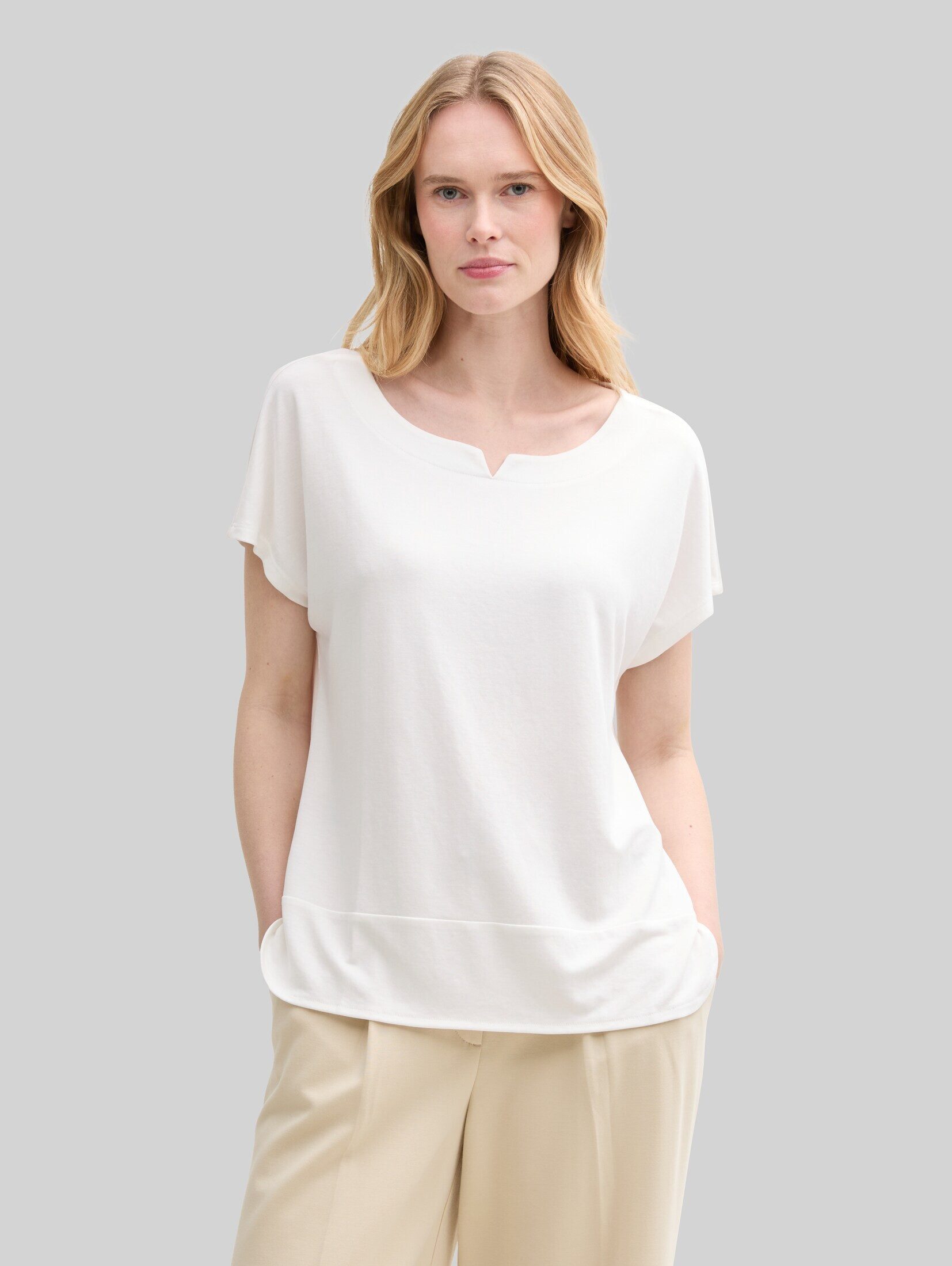 TOM TAILOR T-Shirt T-Shirt (im Einserpack) T-Shirt aus Materialmix