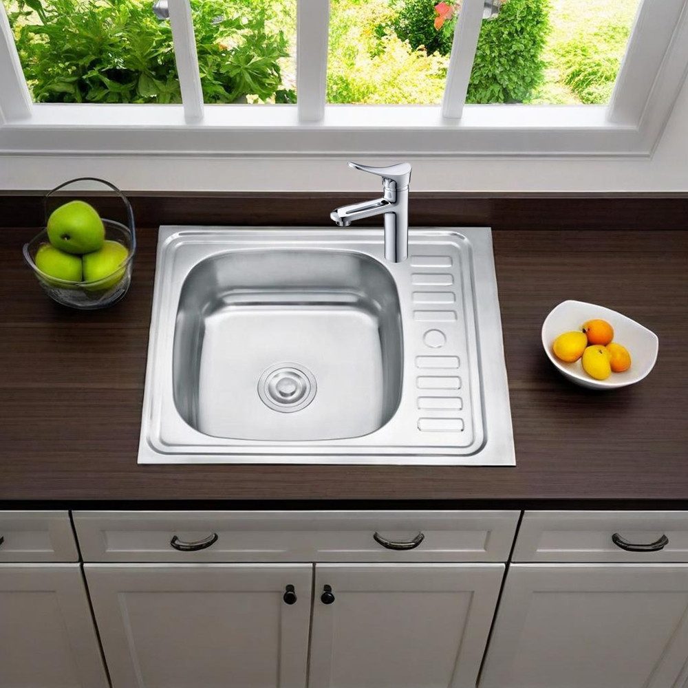 Feel2Home Edelstahlspüle Spülbecken Einbauspüle Küchenspüle 58cm günstig online kaufen
