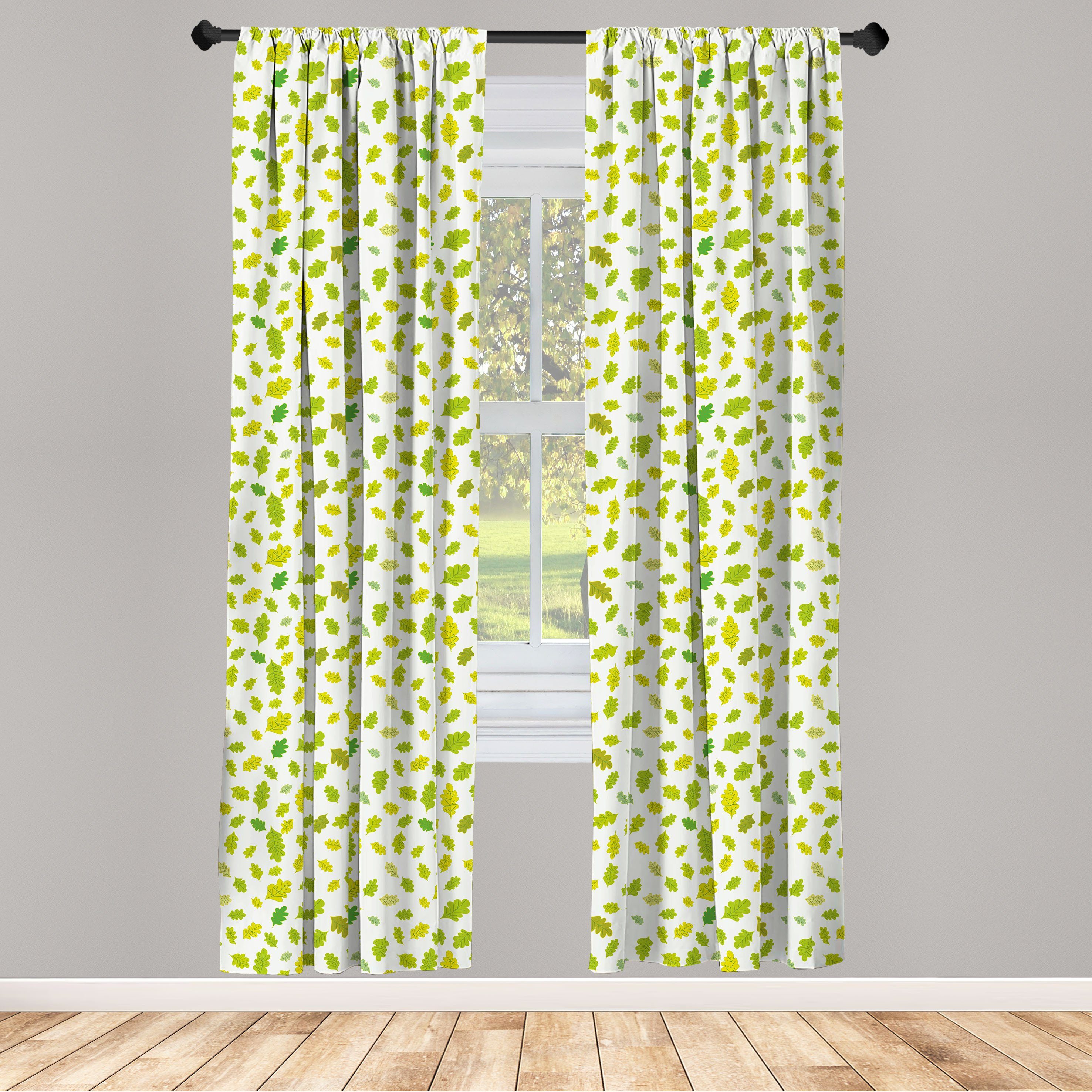 Gardine Vorhang für Wohnzimmer Schlafzimmer Dekor, Abakuhaus, Microfaser, Blätter Monotone Eichenlaub Muster