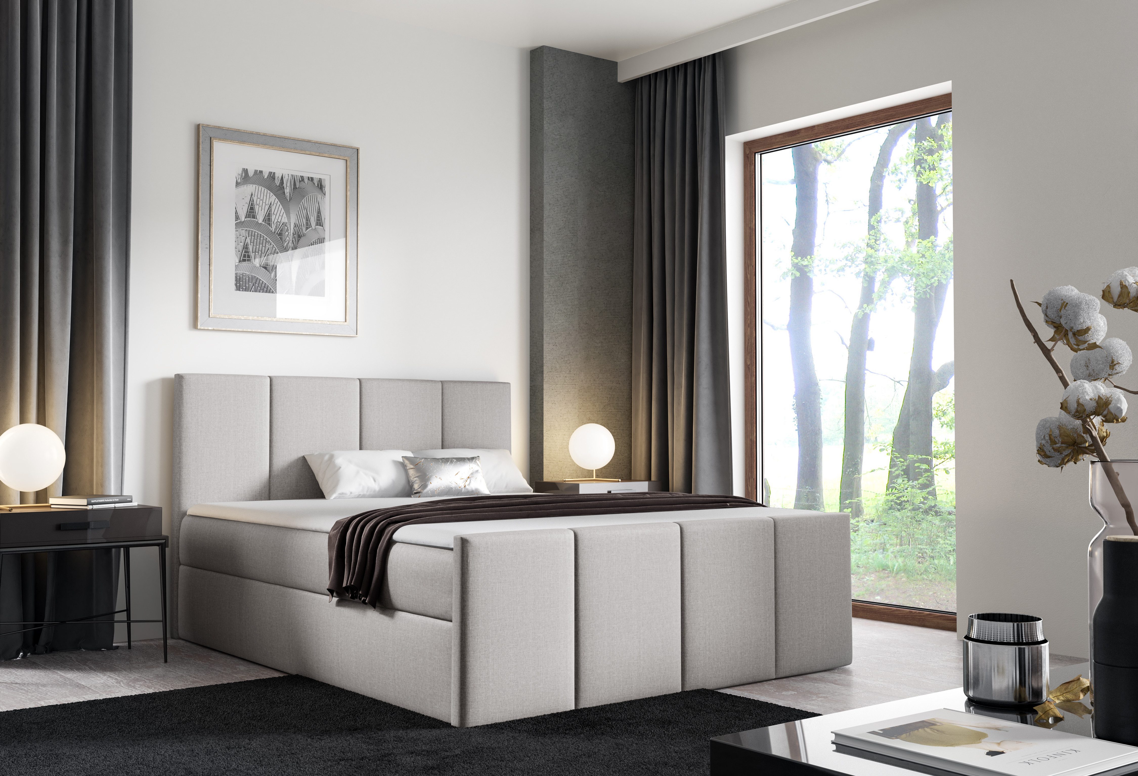 MF Design Boxspringbett Boxspringbett LARS mit Bettkasten und Federautomatik, Vorhanden