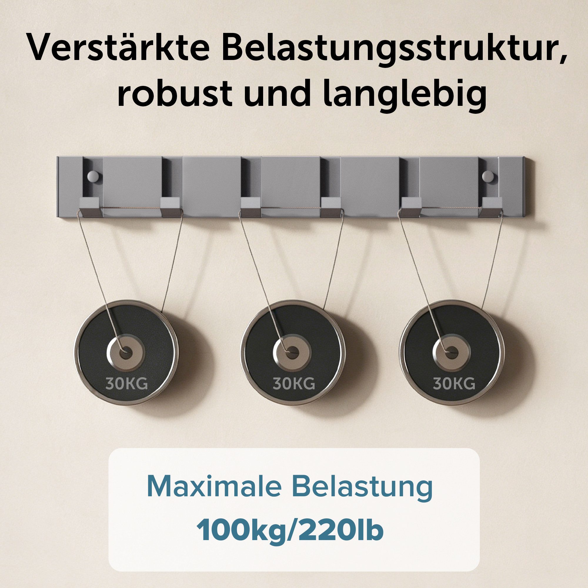doporro Garderobenleiste Wandgarderobe Garderobenhaken aus Alu mit 4/6 Haken Kleben/Bohren, 4/6 faltbare Haken