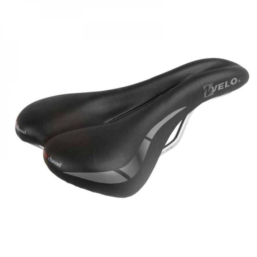 Velo Fahrradsattel VELO Damen-Sattel Wide:Channel, schwarz, ergonomisch, O-Zone Cut, ARC-
