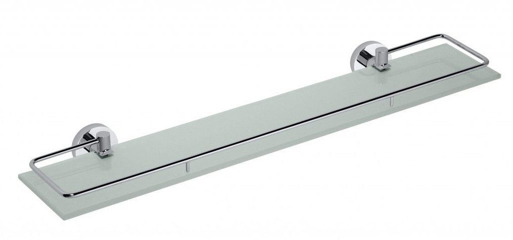 Sapho Ablageregal X-ROUND E Glasablage mit klappbarer Reling, 600x130mm, Milchglas, Sapho-XR600