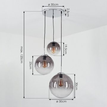 hofstein Hängeleuchte »Arola« runde Hängelampe aus Metall in chrom, ohne Leuchtmittel, mit Schirm Rauchglas, E27 (verstellbar)