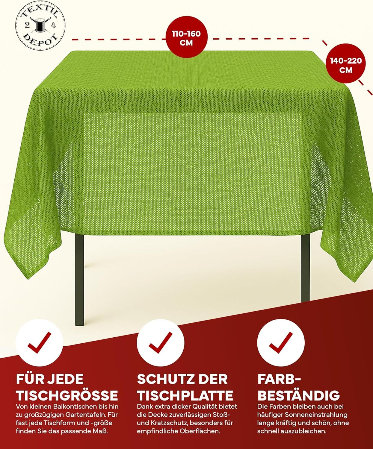 texpot Tischdecke Gartentischdecke Schaum PVC Weichschaum (1-tlg)