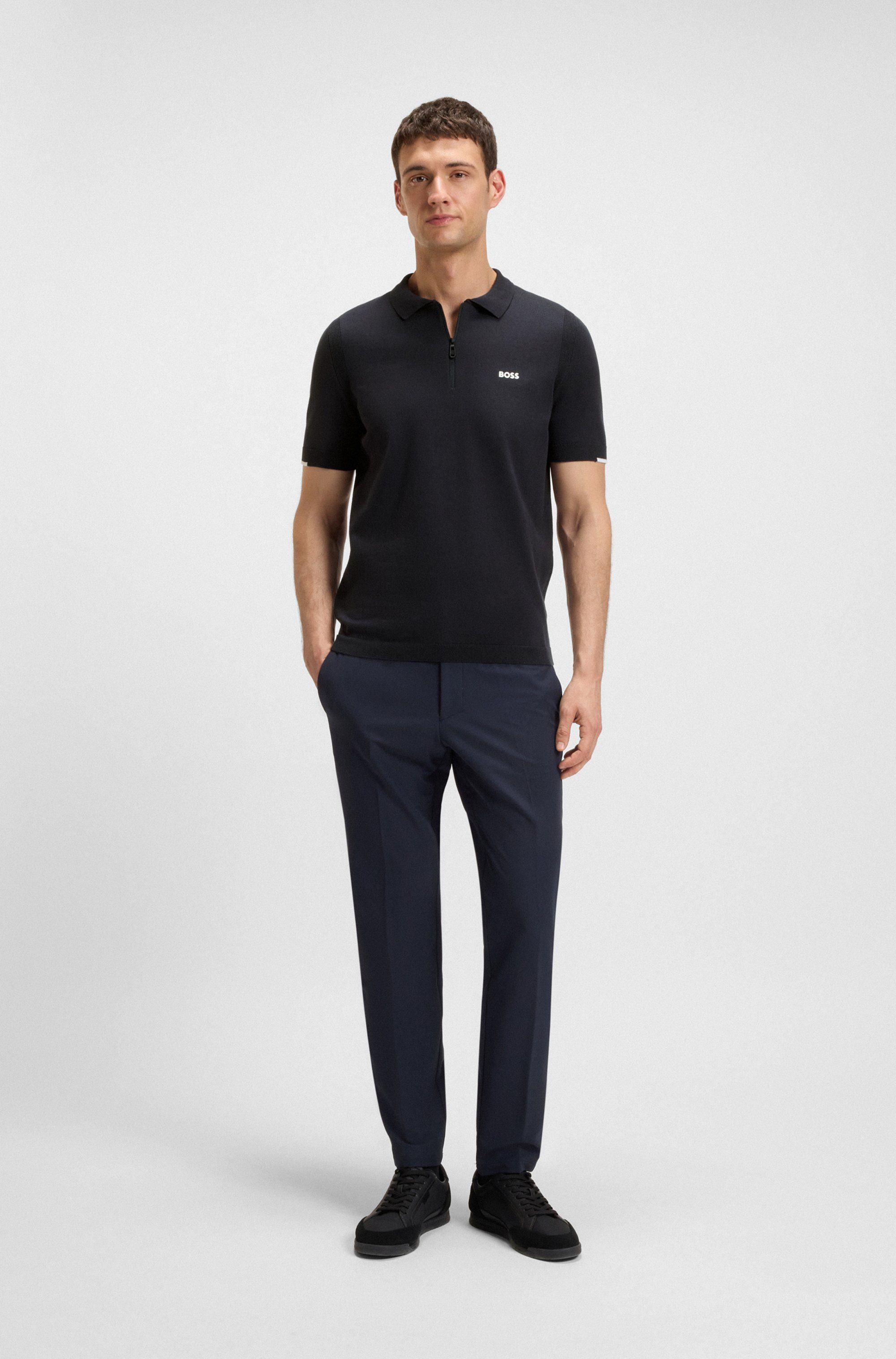 BOSS GREEN Kurzarmpullover K Ever-X PS mit Perforierungen zur Belüftung