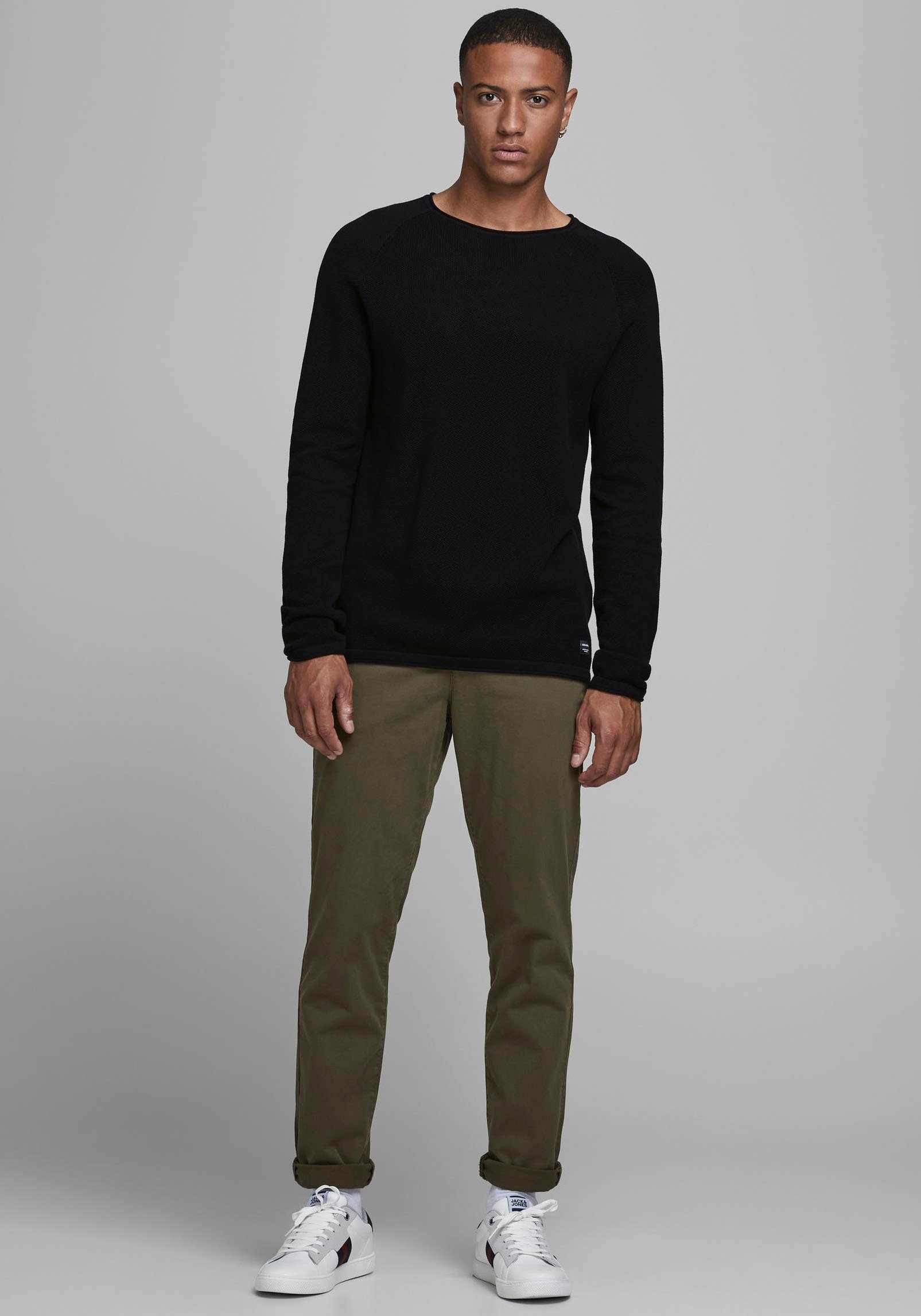 Jack & Jones Rundhalspullover JJEHILL Einfarbiger günstig online kaufen